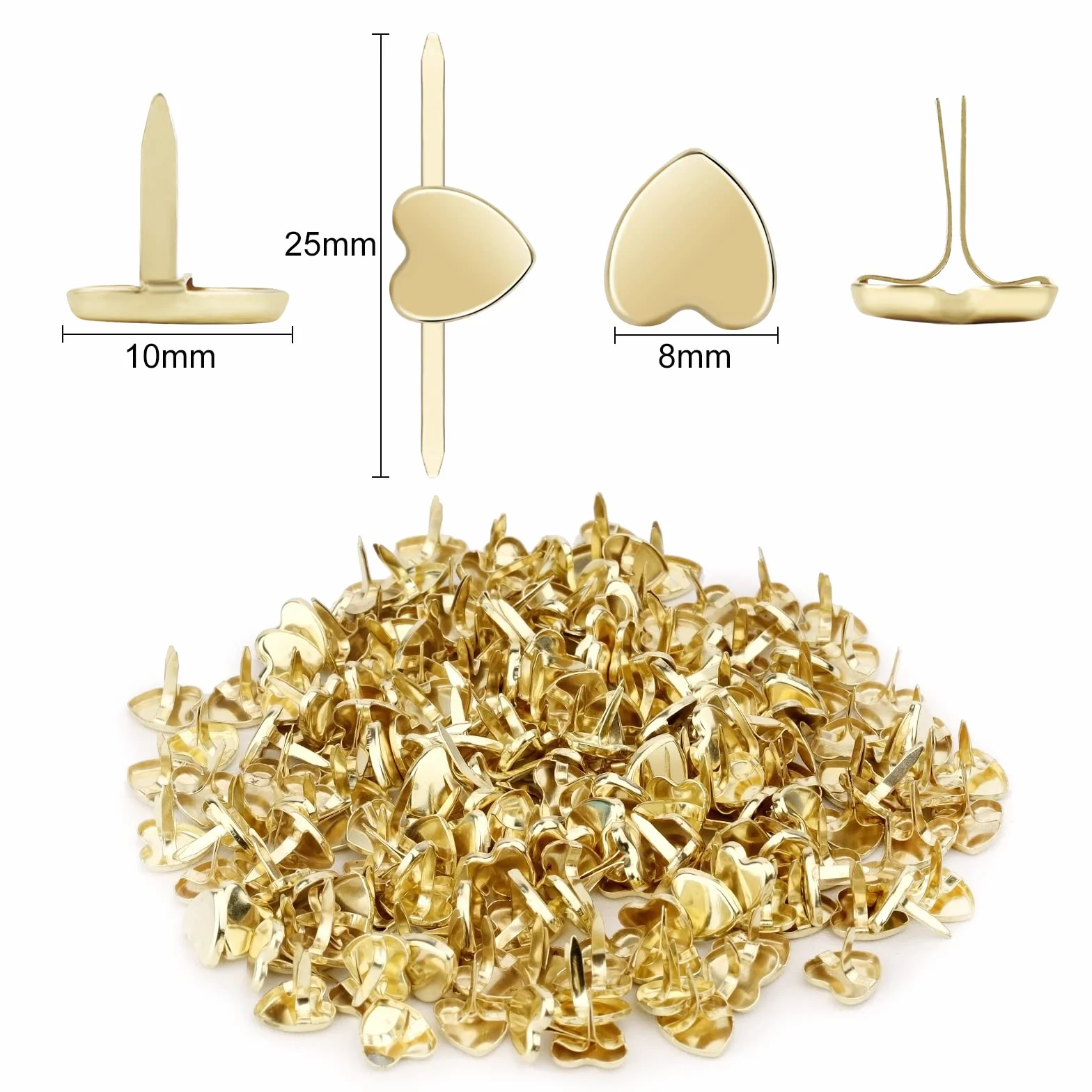 200 Pezzi Fermacampioni a Forma di Cuore in Metallo per Scrapbooking Decorazioni DIY