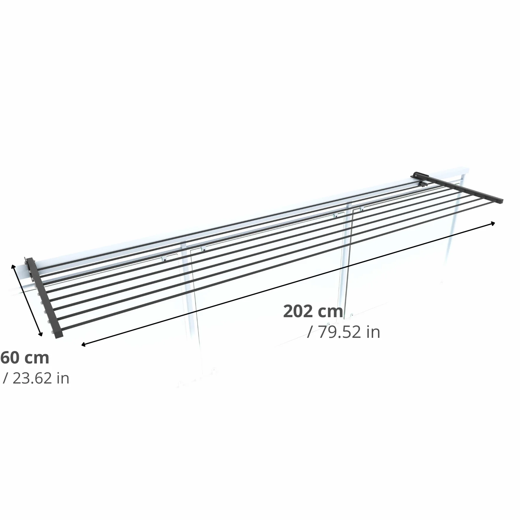 foxydry Stendino da Balcone Ribaltabile Stendibiancheria da Ringhiera Acciaio inox alluminio Duo 202 cm Antracite