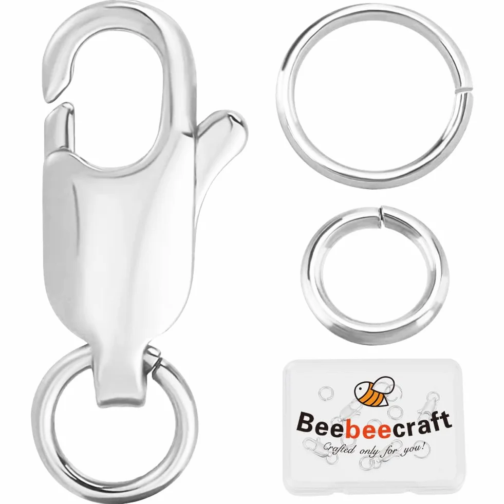 Beebeecraft 1 Scatola 6 Pezzi Chiusure Ad Artiglio di Aragosta Ottone Placcato Platino Collana Bracciale Gioielli Chiusure In Argento con Anelli di Salto per Creazione di Gioielli Collana Bracciale