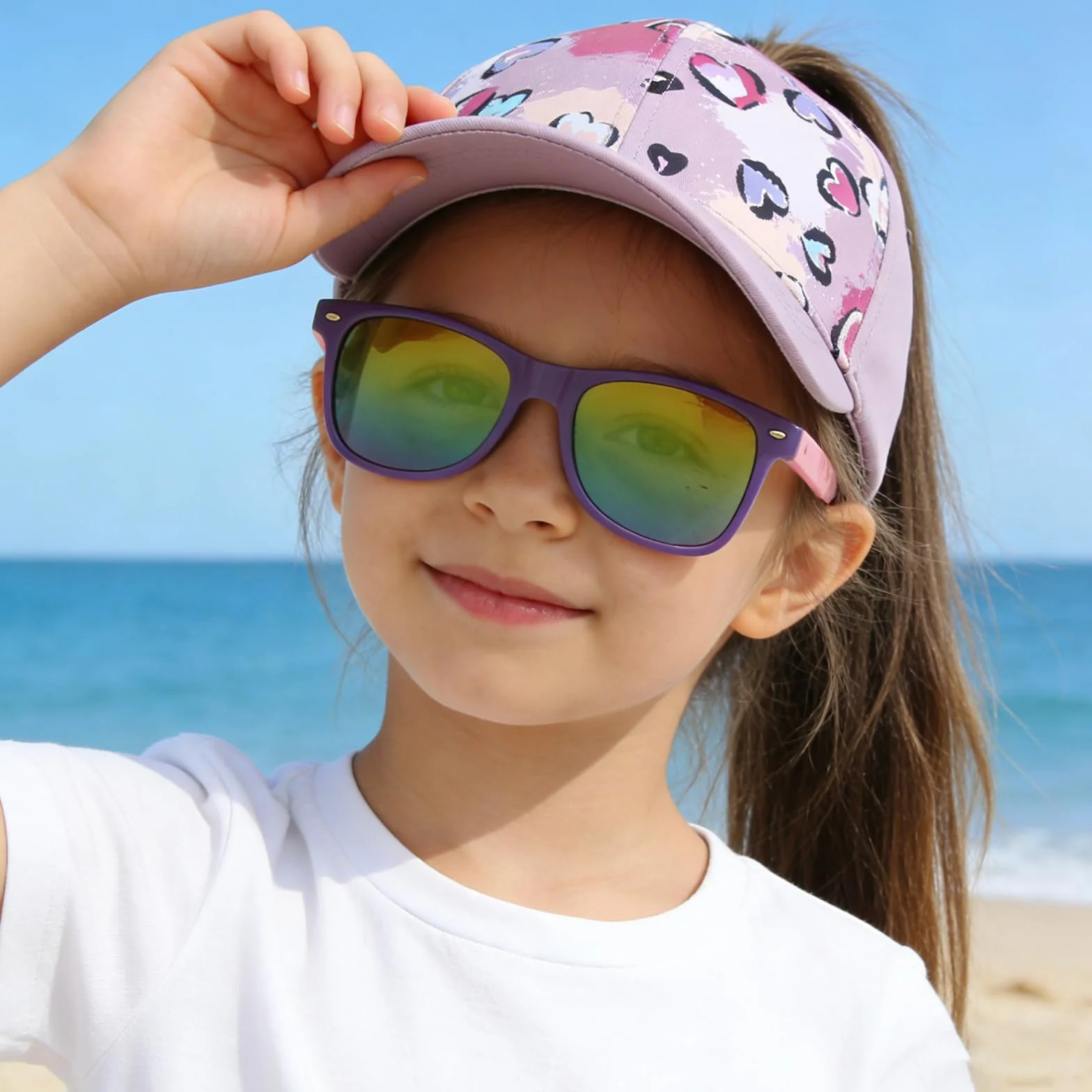 JSTHHTT Cappellini da Baseball per Bambine con Occhiali da Sole Polarizzati Cappellino Bambina Regolabile Traspirante Cappello Baseball Protezione UV Berretto Per Le Ragazze, Sport Negli Sport All'Ape