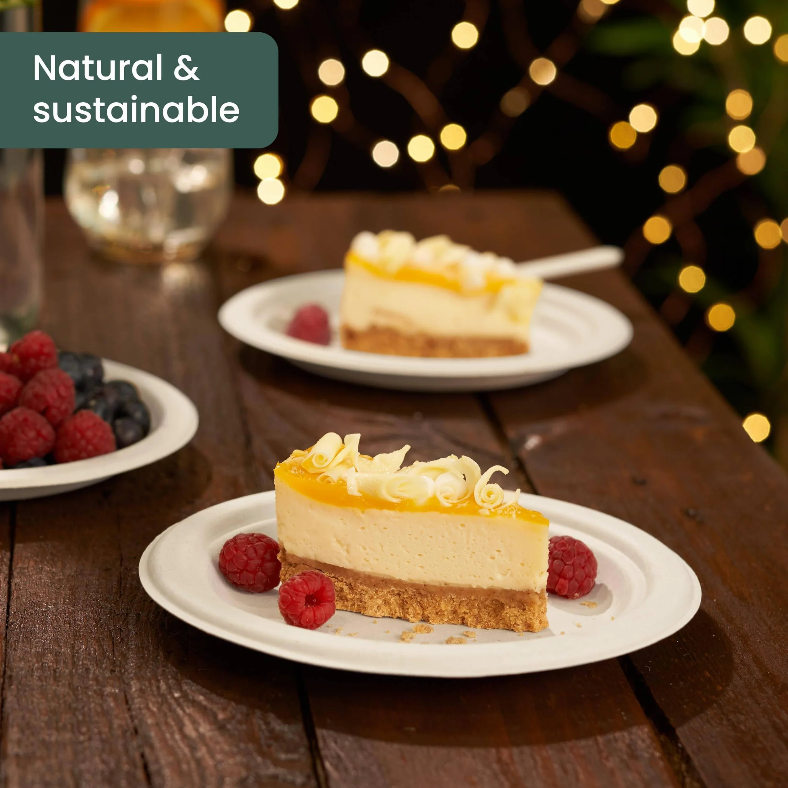 HAAGO Piatti Compostabili in Canna da Zucchero 18 cm 7" - Piattini Dessert Usa e Getta Resistenti Antigrasso