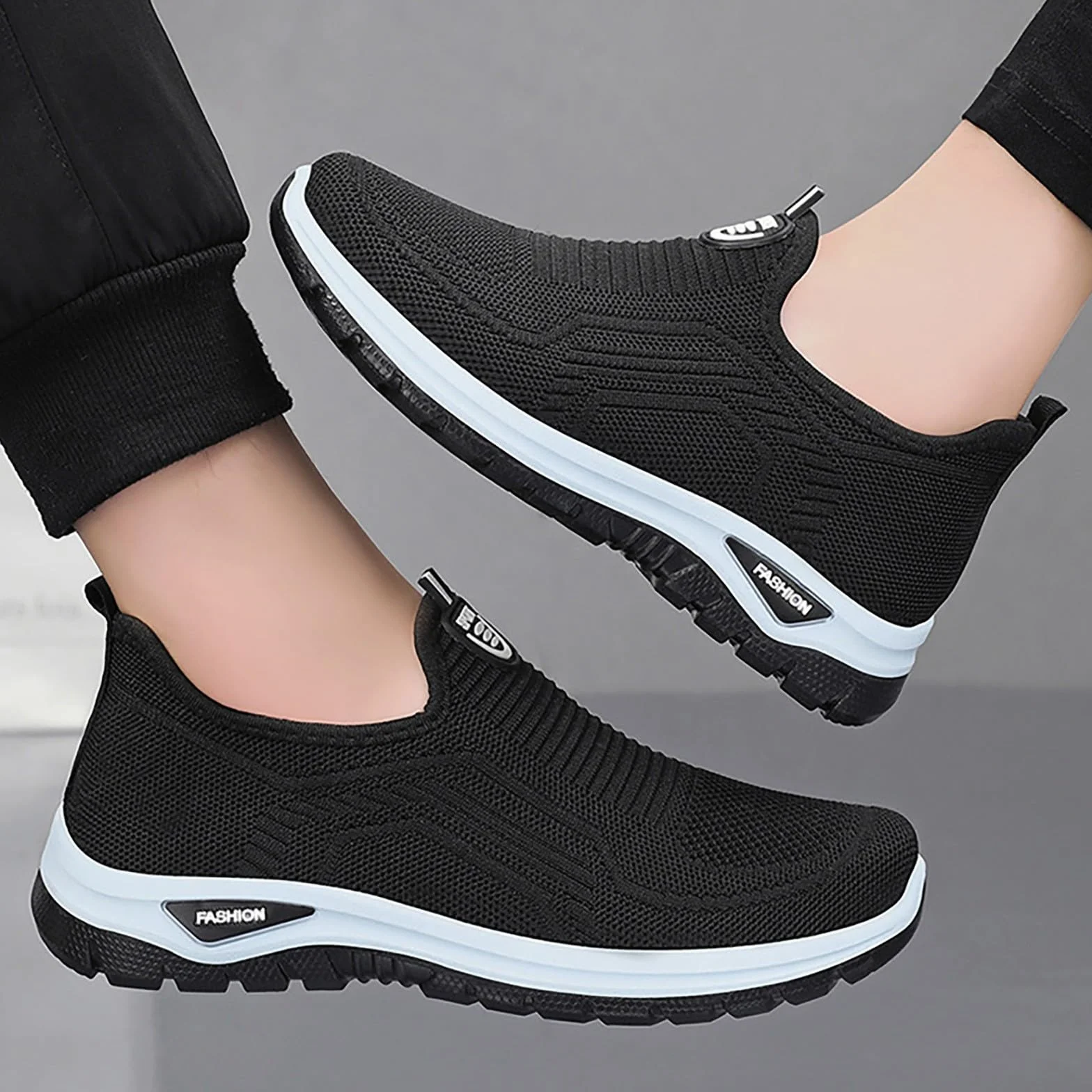 Scarpe da allenamento uomo traspiranti slip on sneaker leggere da corsa estive ortopediche suola morbida senza lacci