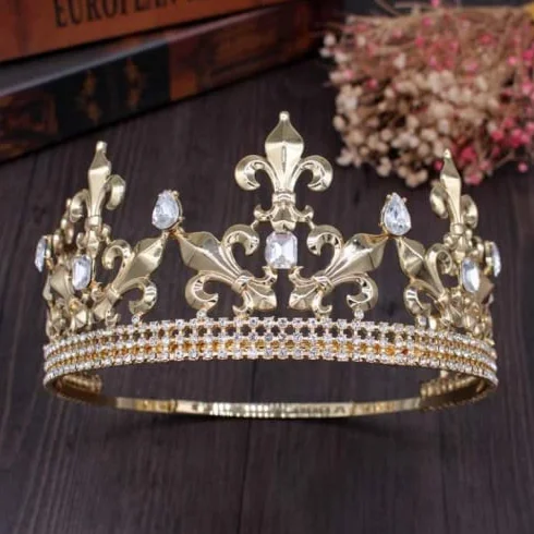 Korona Royal King Corona Metallowa Diadem Książęcy Okrągły Na Święta Ślub Bal Konkurs Urodziny Fotografia