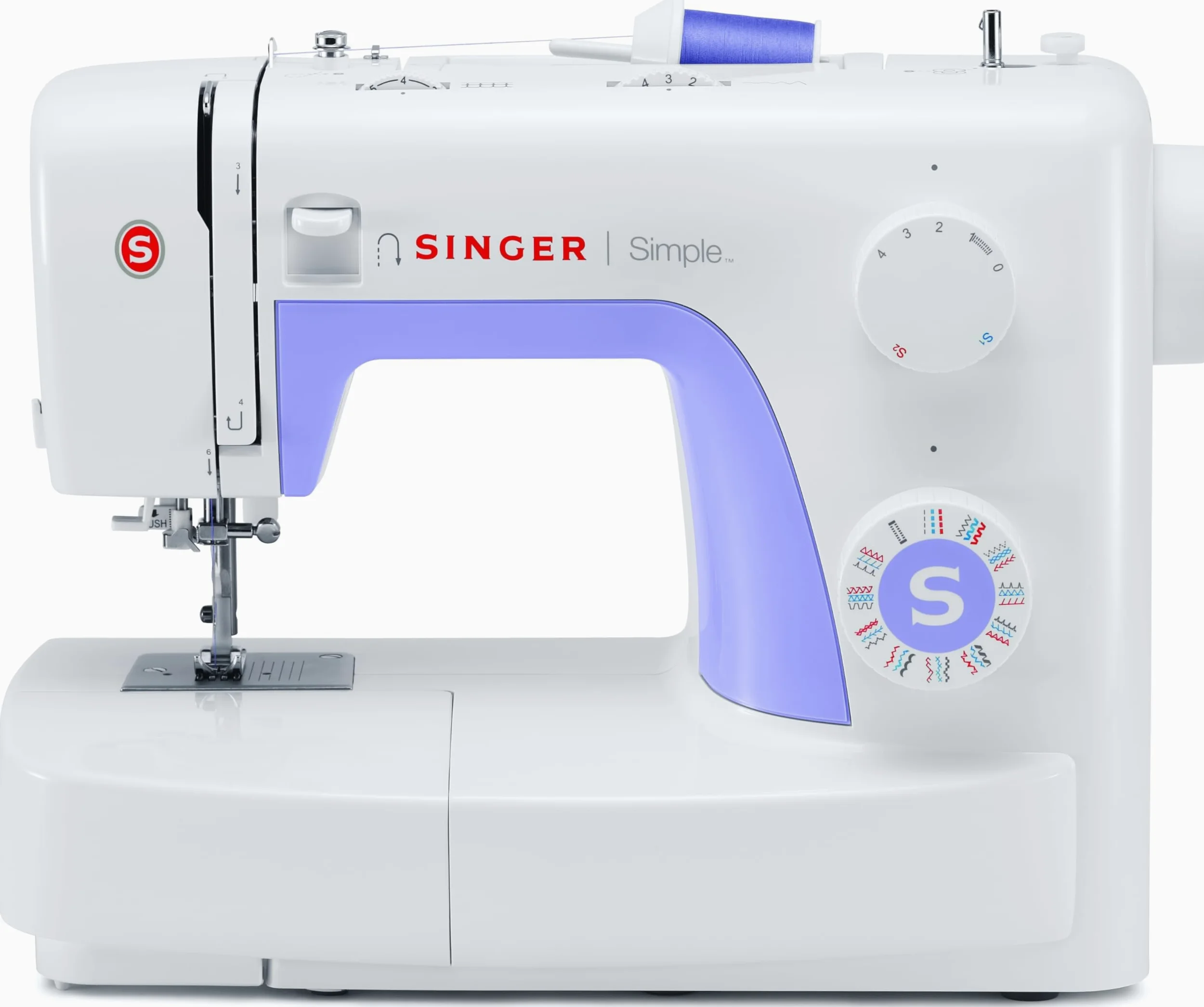 Singer Simple 3232 Macchina Da Cucire Con Braccio Libero, Bianco/Lilla, ‎9.45 x 6.69 x 11.81 cm 5.8 Kg