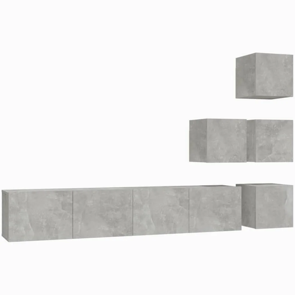 Mobile da parete per TV, grigio cemento, mobile TV sospeso in legno con design decorativo, offre ampio spazio per chiavi e blocchi appunti, facile da pulire con umido