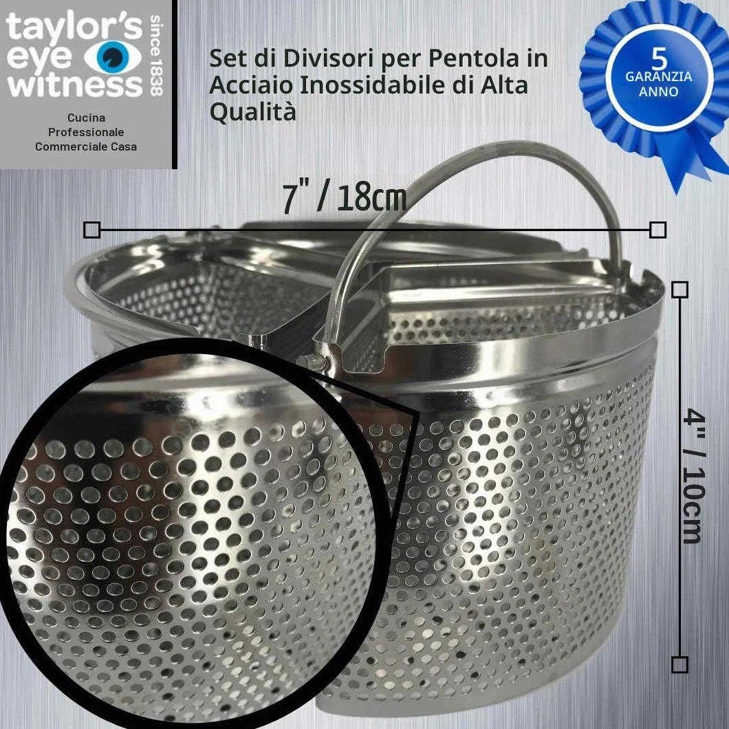 Saucepan Triple Divider And Separator Set - Saves Energy and Space When Cooking. Three Part Professional 18cm Stainless Steel Strainer. Vegetables, Potatoes, Mussels, Boiled Eggs. Pan Not Included.