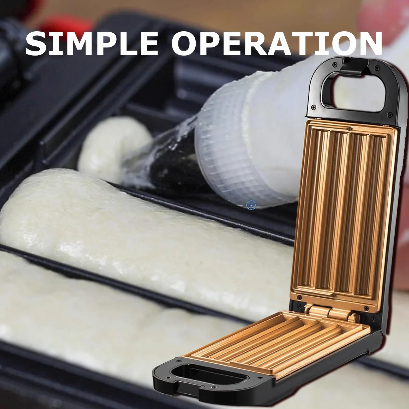 Macchina per Churro da 850 W, Macchina per Churro Elettrica, Produzione Rapida in 10 Minuti 4 Churros con Padella Antiaderente per Ciambelle Spagnole Sane Senza Olio, Apparecchio per Snack e Dessert