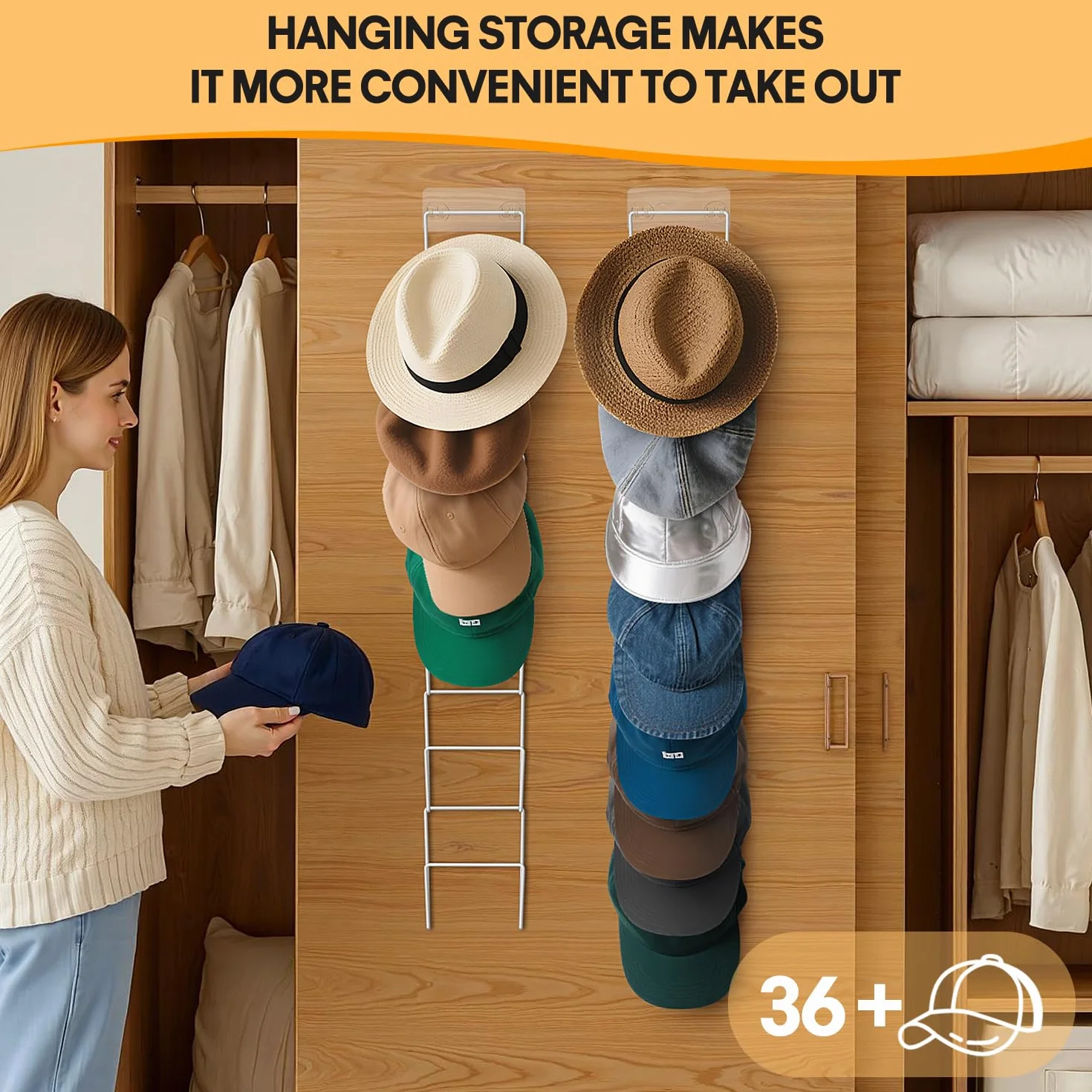 Jcocylse Set di 12 supporti per cappucci – Supporto da parete multifunzionale per cappelli, sciarpe e parrucche – Cappellino organizer