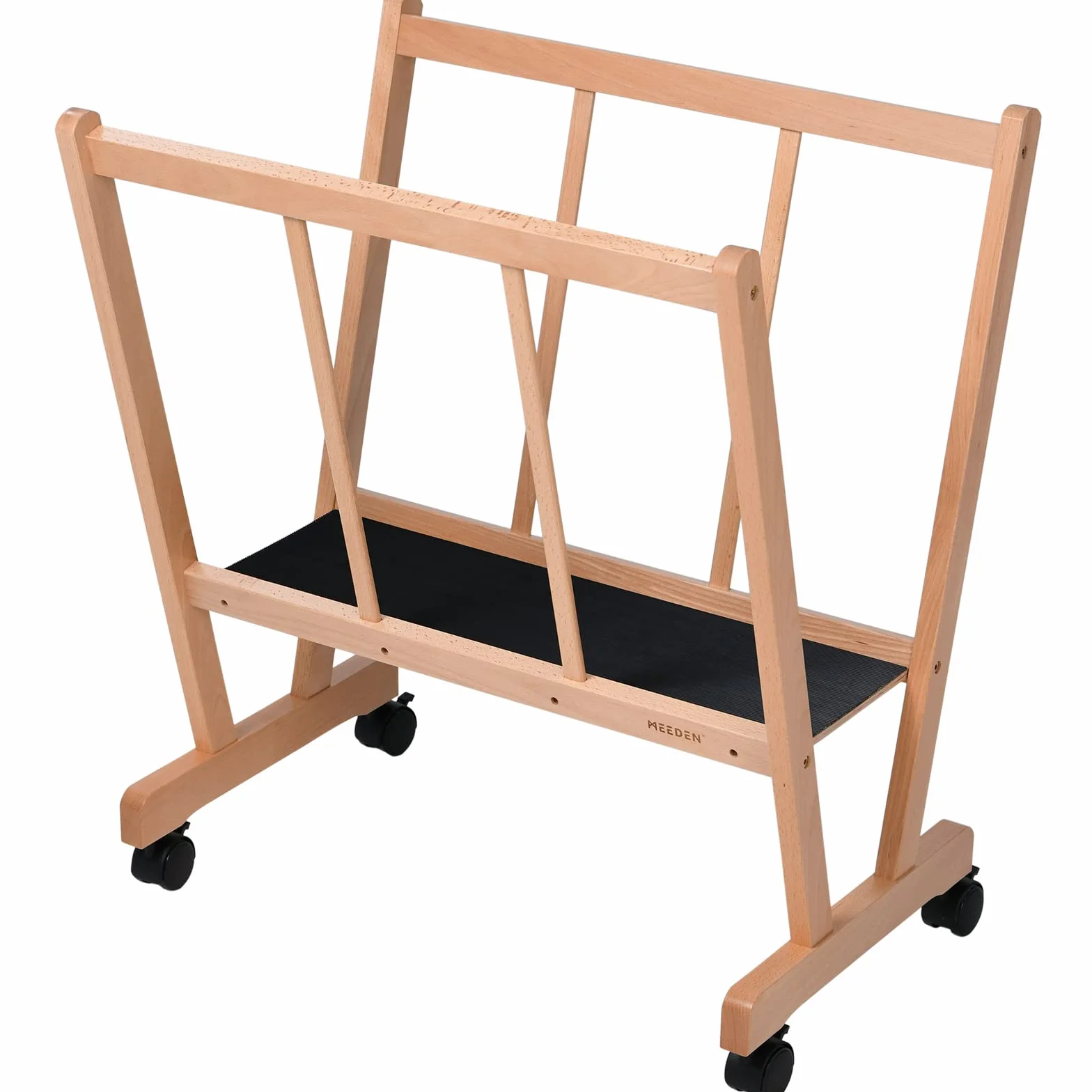 MEEDEN Scaffale grande in legno con ruote per opere d'arte fino a 119,4 cm naturale