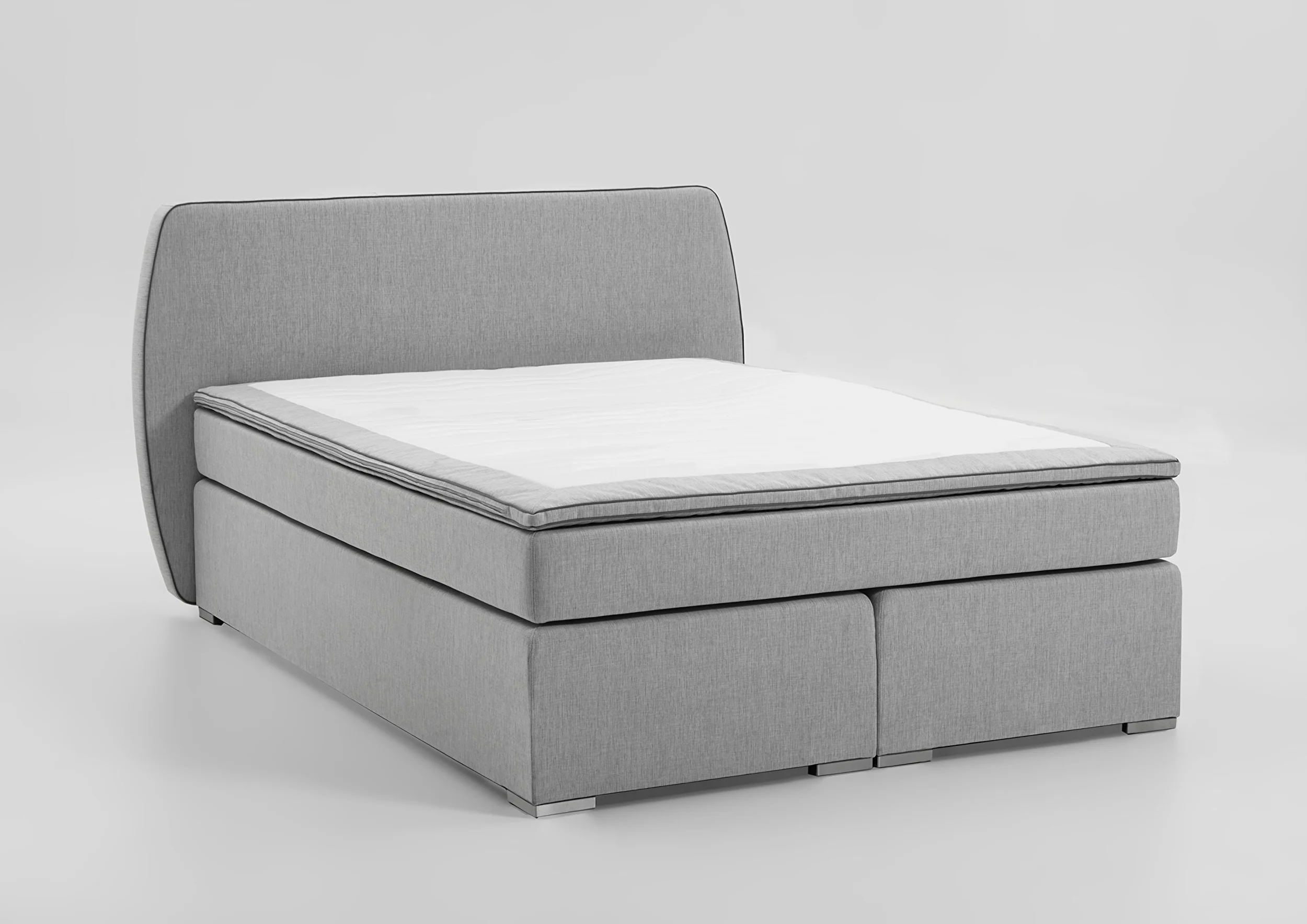 Atlantic Home Collection Letto con Contenitore, durezza Materasso H2, con coprimaterasso, con poggiatesta, Colore Grigio Chiaro, Grigio, 140 x 200 cm