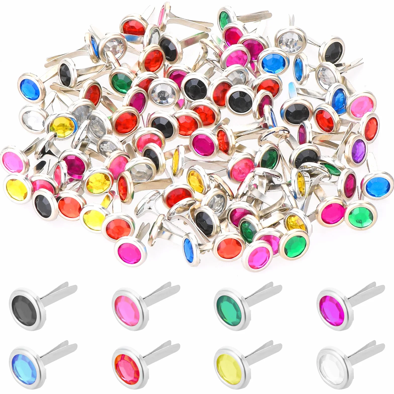 Brads metalowe kolorowe 100 sztuk scrapbooking artigianato fai da te