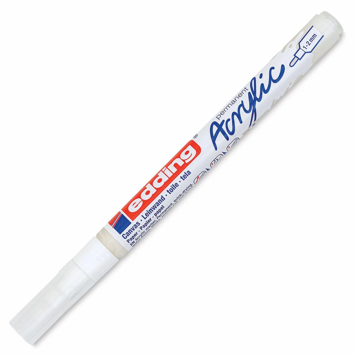 edding 5300 Marcatore a Vernice Acrilica Fine, Bianco, 1-2mm, Punta Tonda, Impermeabile