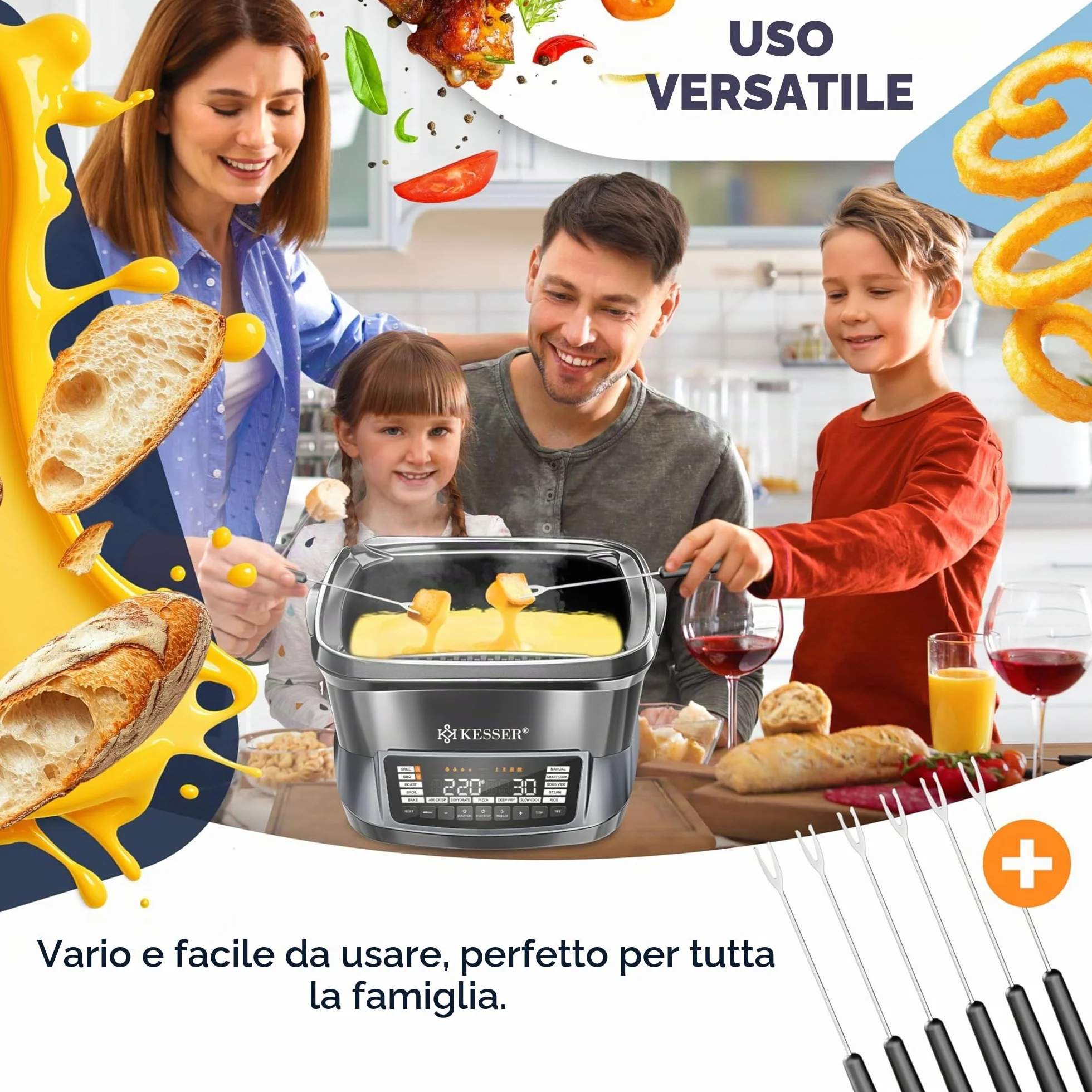 KESSER Fornello multicooker con friggitrice ad aria calda 8L 16 programmi