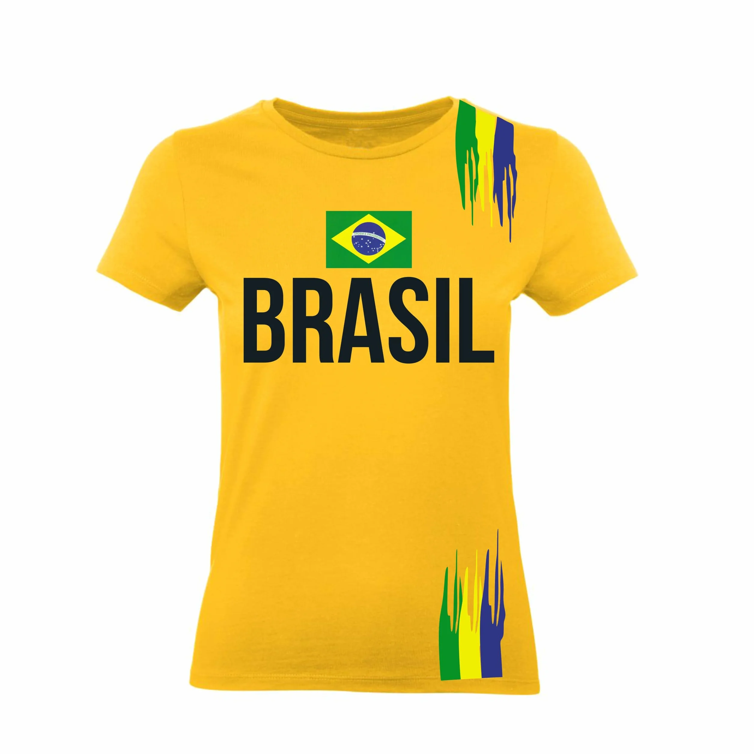 M-Italy T-Shirt Donna - Copa America Brasil - Maglietta Super vestibilità Top qualità
