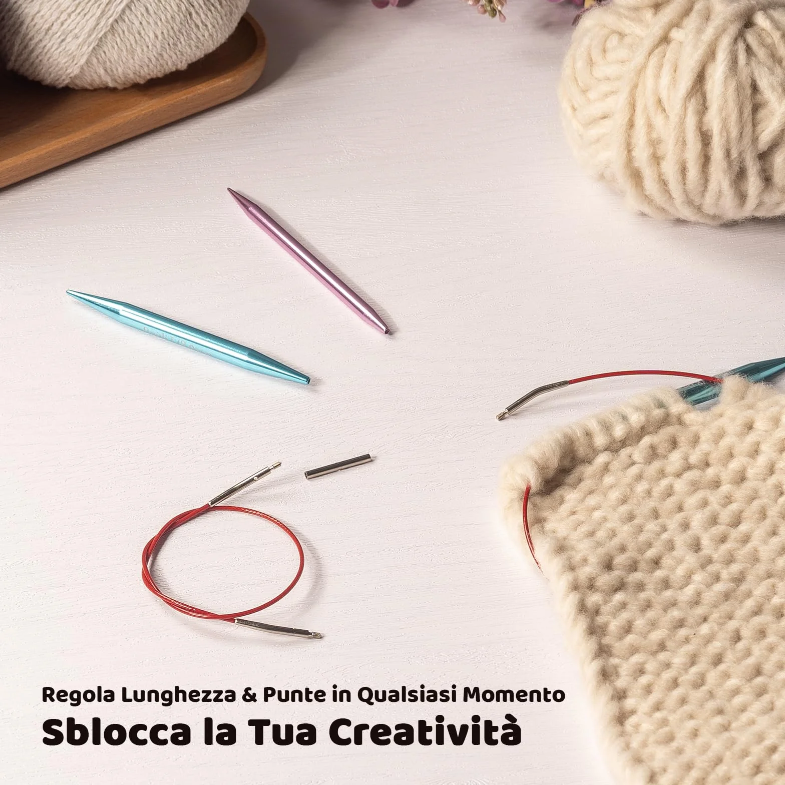 RUIDI Set di Ferri da Maglia Circolari Intercambiabili in Alluminio Leggero, 13 Paia (10cm), 2,75mm-10mm con Custodia