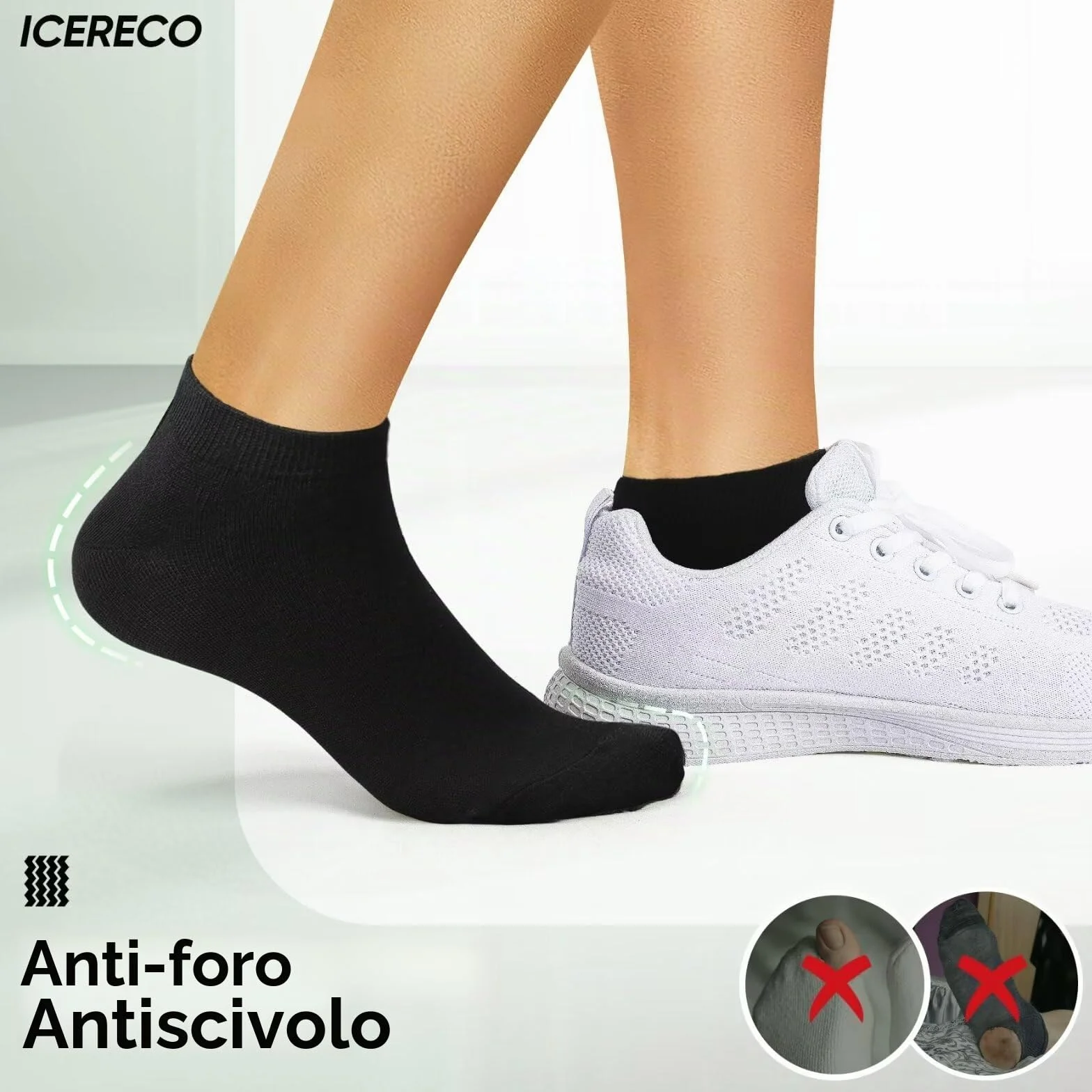 Calze Uomo Donna Corte Cotone Estive Sportive Fantasmini Running Trekking Tennis