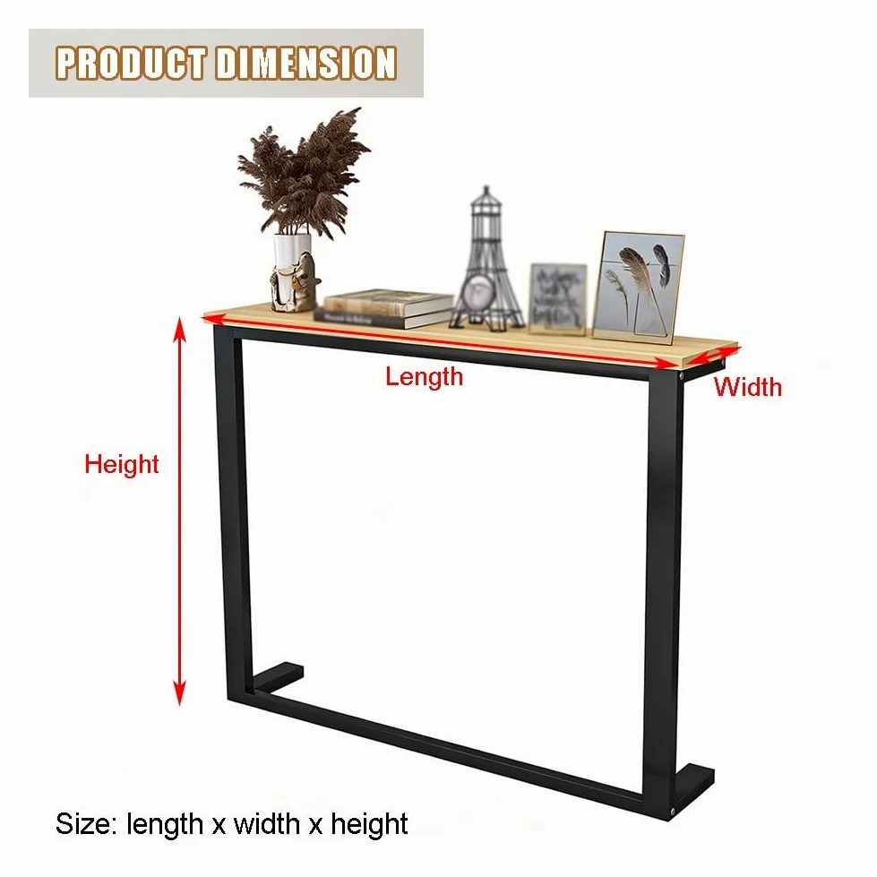 Tavolo consolle, tavolino stretto per divano, ripiano in legno per ingresso, soggiorno e camera da letto, design lungo per posizionare oggetti, 80 x 20 x 90 cm