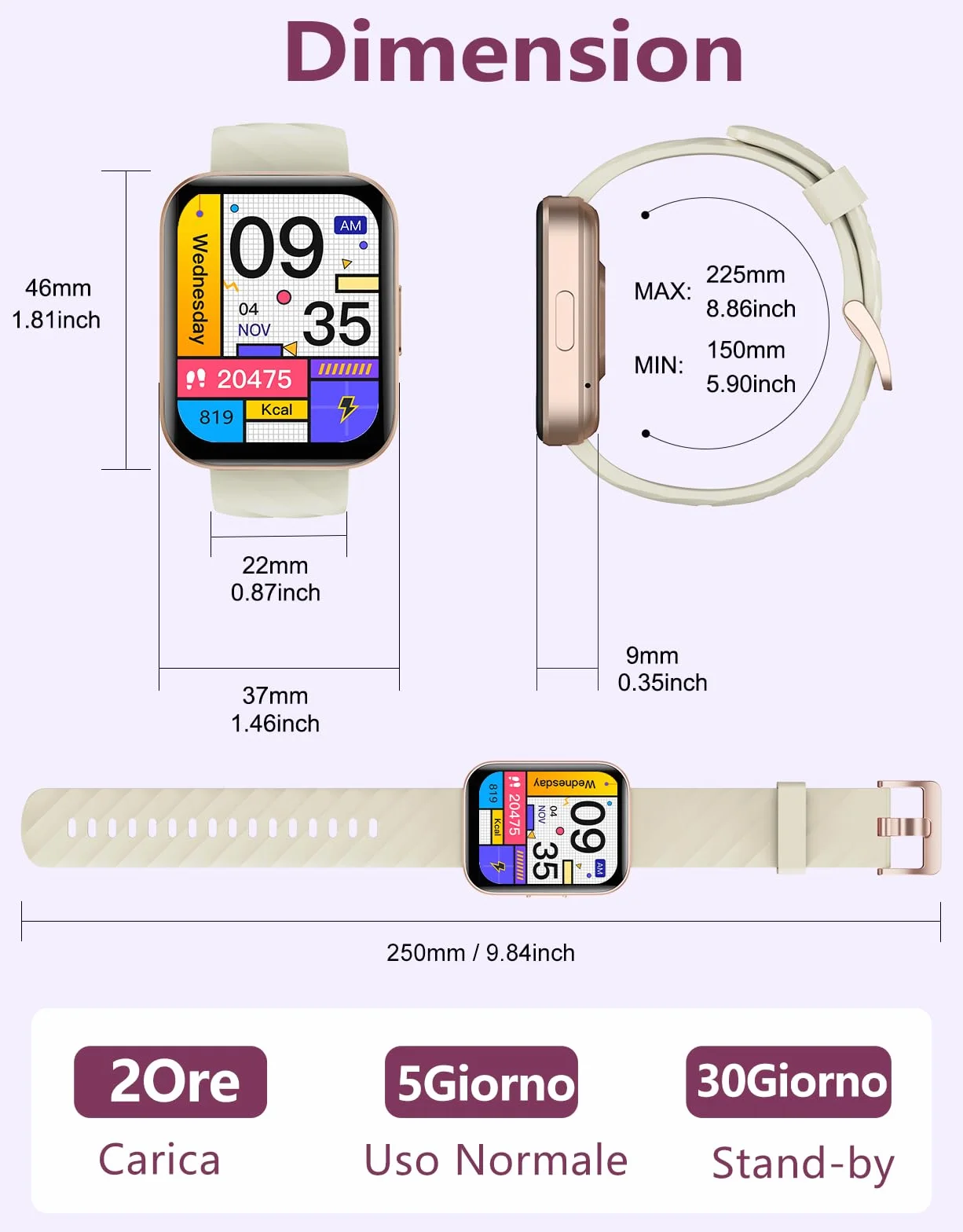 RUIMEN Smartwatch Uomo Donna Chiamate Whatsapp Smart Watch Contapassi Cardiofrequenzimetro Saturimetro Orologio Smart Fitness Sportivo Impermeabile Android iOS