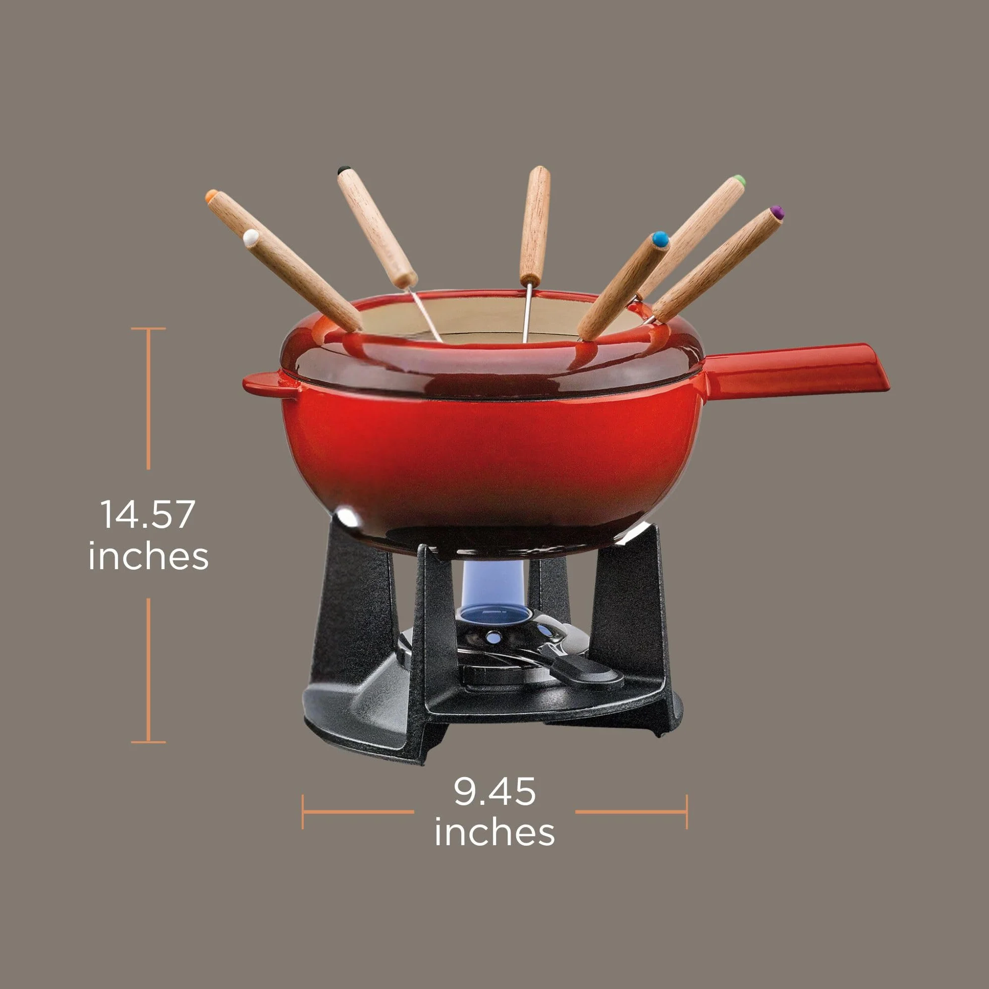 Spring Saas - Set per fonduta in acciaio INOX 18/8, 20 cm, colore: rosso