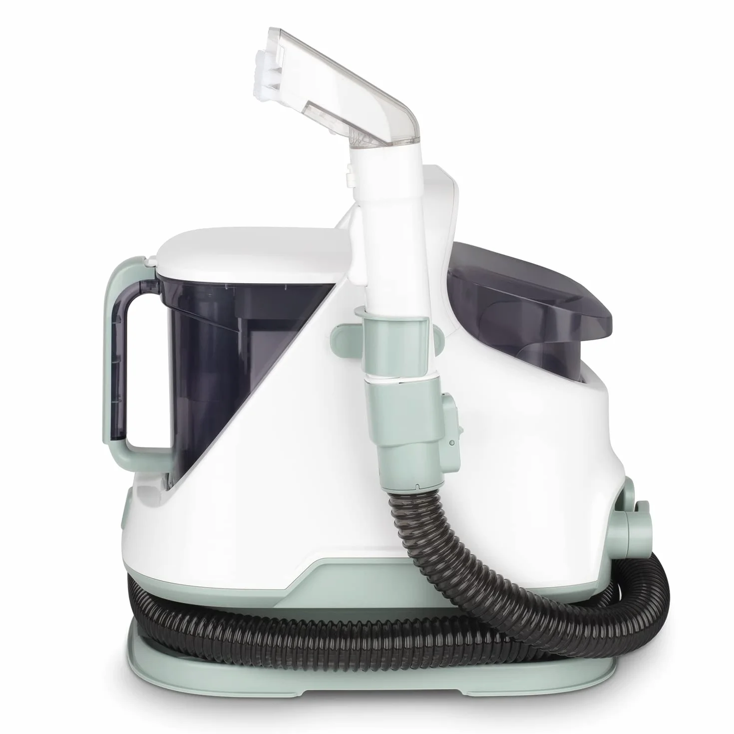H.Koenig Pulitore smacchiatore TWT77 per tessuti:Tappeti/Divani/Poltrone/Materassi, Serbatoi acqua pulita e sporca rimovibili,spazzola di ricambio, potente, compatto,trasportabile,650W, Bianco e Verde