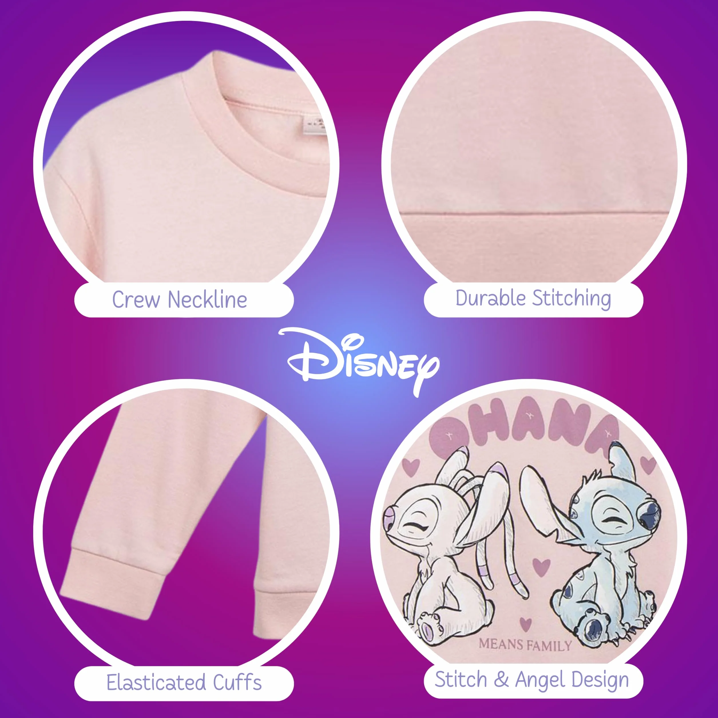 Disney Stitch Felpa per Ragazze, Maglione in Morbido Cotone, Regalo in Jersey Pullover per Bambina, Taglie 6 a 14 Anni