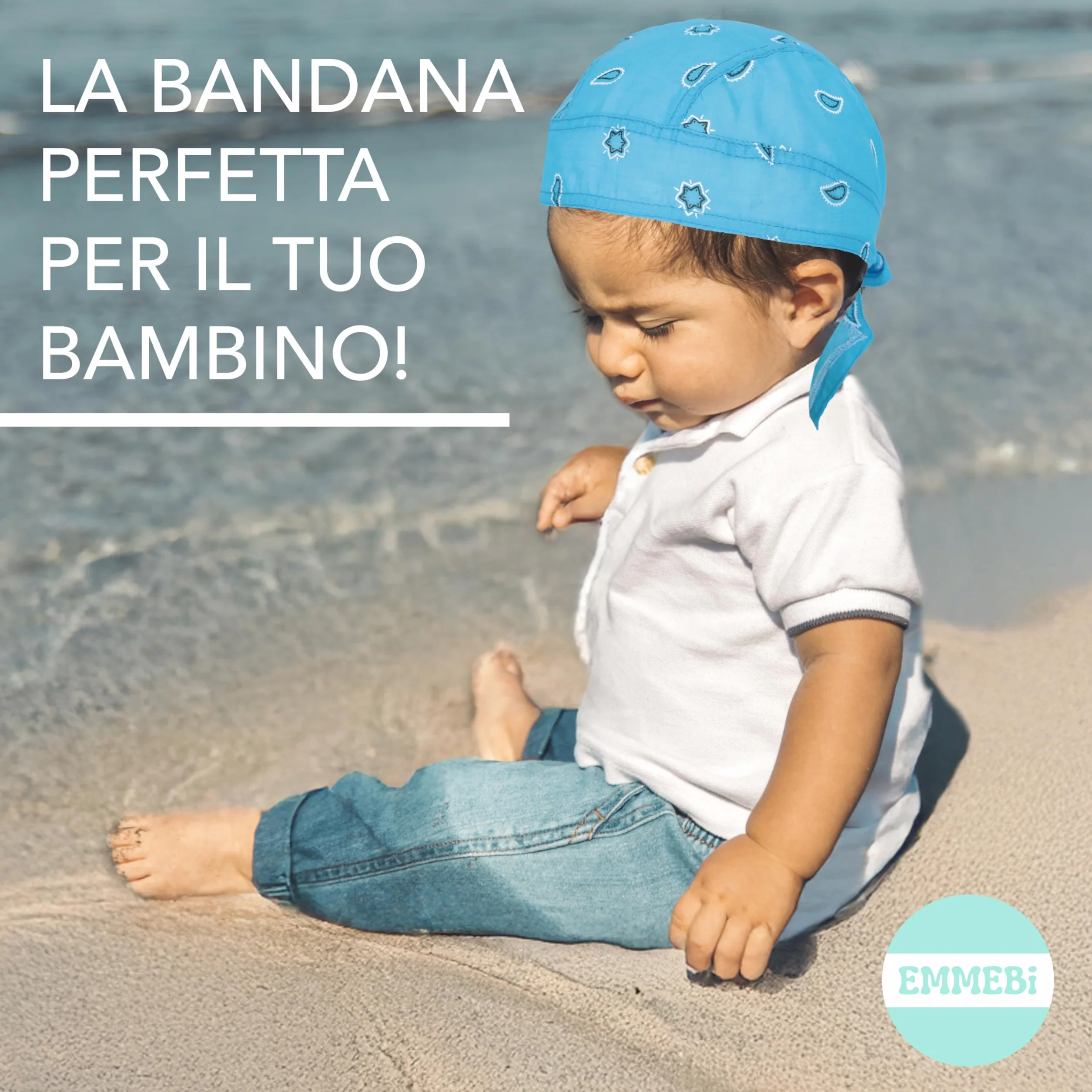 EMMEBi Bandana Bambino Neonato 100% Cotone Protezione Raggi UV Taglia Unica 50-54 cm Regolabile