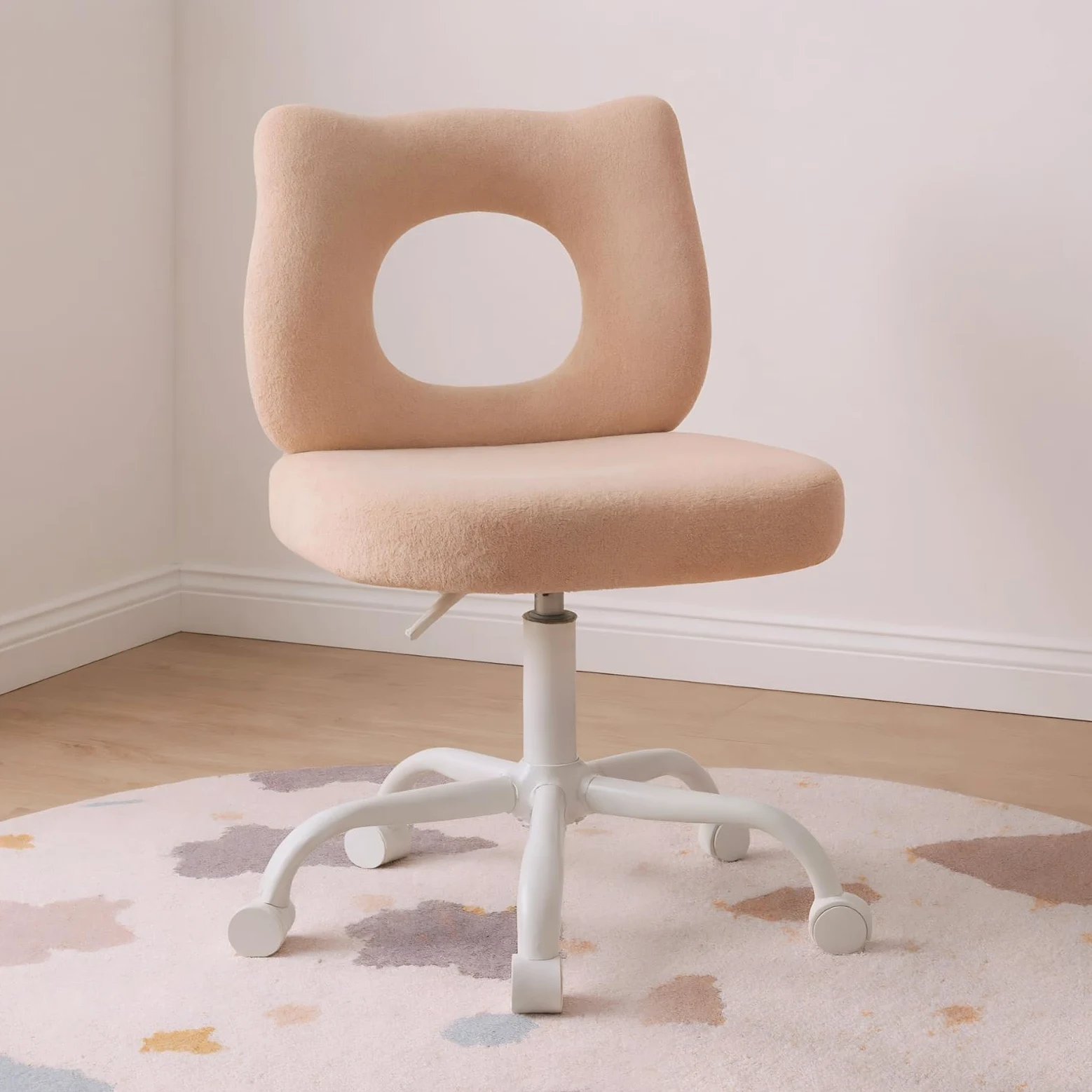 chairus Sedia da Scrivania per Bambini Sedia per Bambini in Pelliccia Sintetica Sedie Girevole Regolabile in Altezza Sedia da Scrivania Carina in Orsetto per Cameretta, Cachi