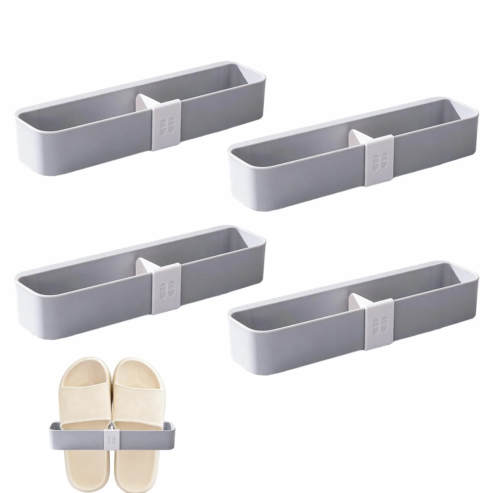 Organizer Scarpe Scaffale Parete 4 Pezzi Grigio