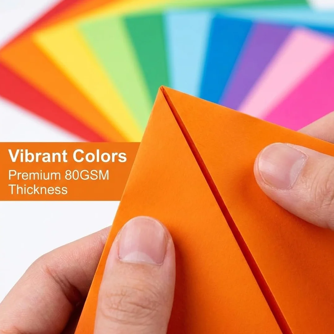 Carta Origami Colorata 70 g/m² 15x15 cm 10 Colori Vivaci Fronte-retro