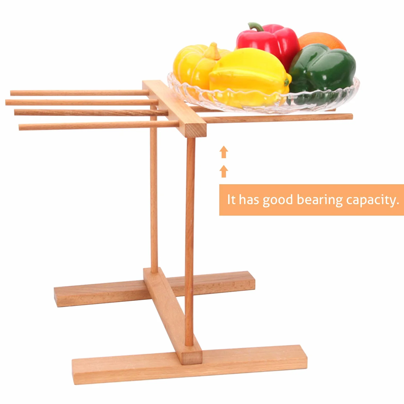DIYARTS Stendino per Pasta 8 File Pieghevole in Legno di Faggio Essiccatori Fatti A Mano per Spaghetti Freschi Rack da Cucina Multifunzionale per Tazze da Asciugamani Cucina