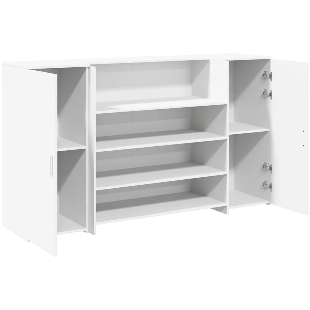 Bancone Reception Bianco 180x50x103,5cm Scrivania da Ufficio | Bancone cassa componibile con 2 mobili contenitori, ideale per hall di hotel, saloni di bellezza e uffici professionali.