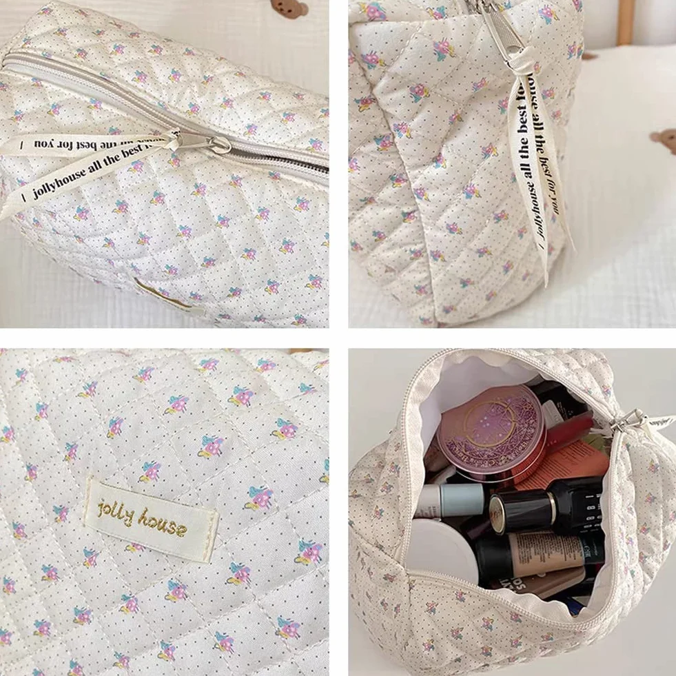 Aucuu Borsa da Toilette da Viaggio Beauty Case Floreale Trucco Organizer per Cosmetici