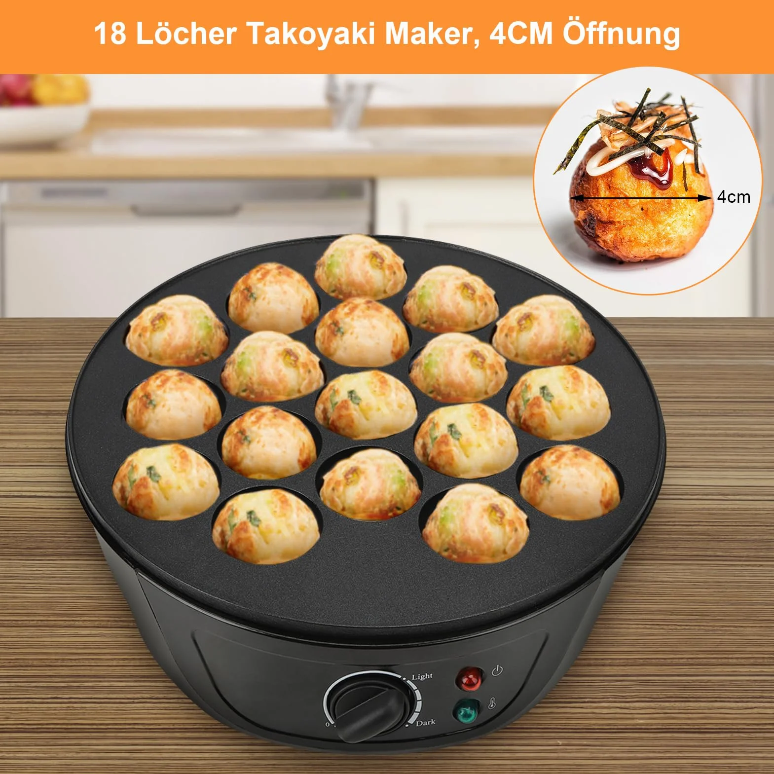 Takoyaki Pan Elettrico Takoyaki Maker 18 fori per produzione giapponese