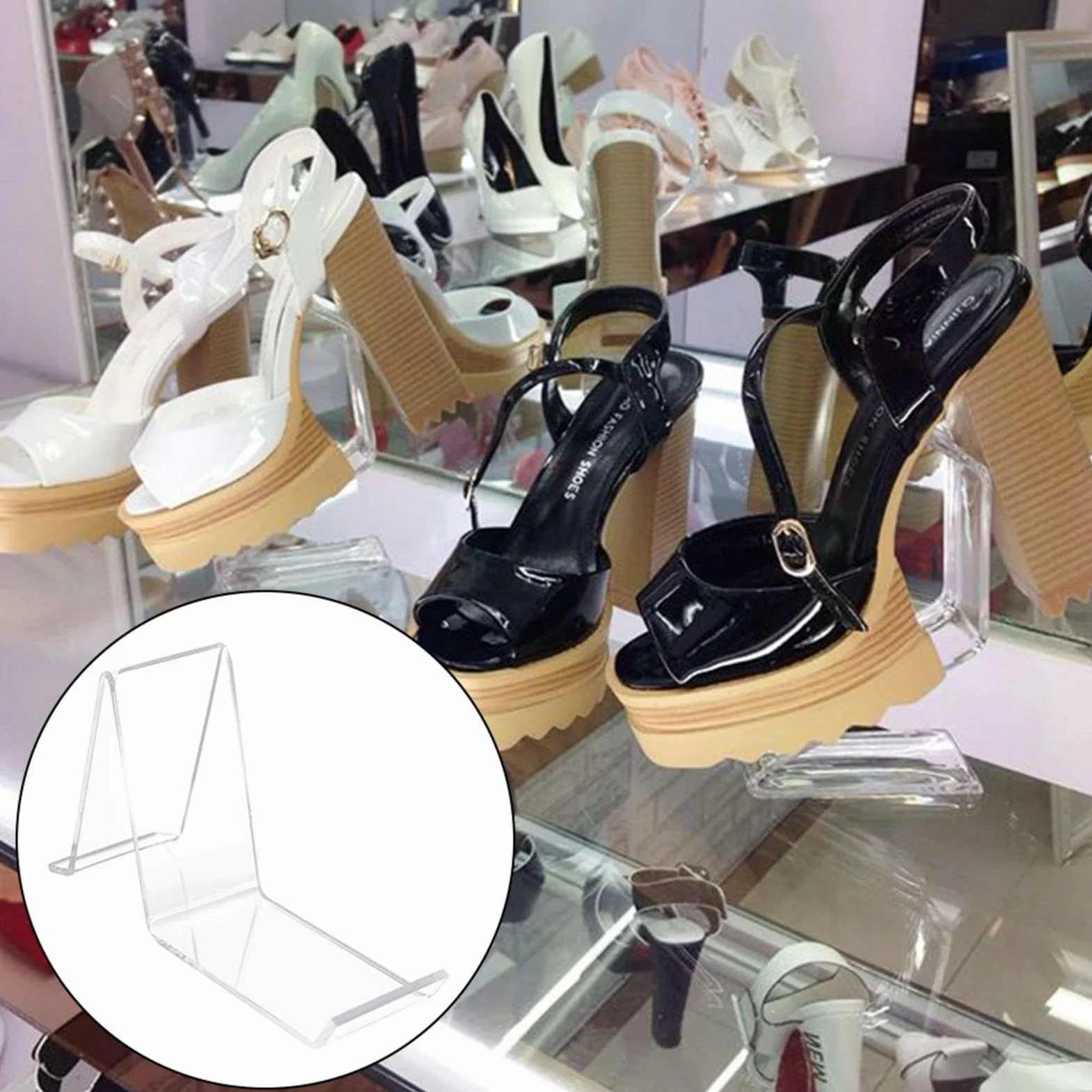 Base per vetrina per Footwear - Supporto per scarpe trasparente resistente, supporto per mensola per scarpe acriliche | Supporto per rack per presentazioni scarpe, piedistallo portaoggetti per scarpe