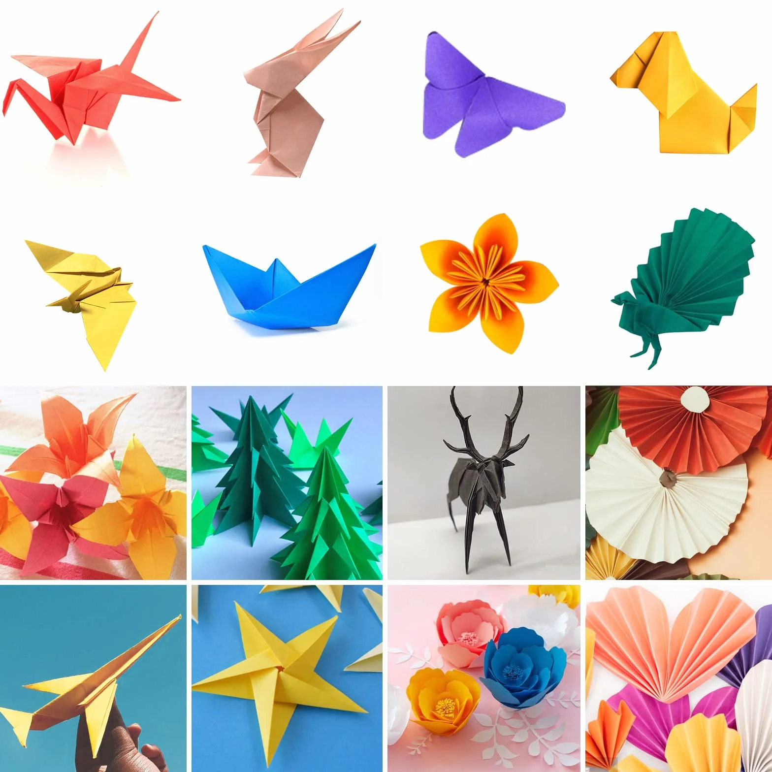 Origami Paper 50 Colori 100 Fogli 15,2x15,2 cm Doppia Faccia Kit Origami