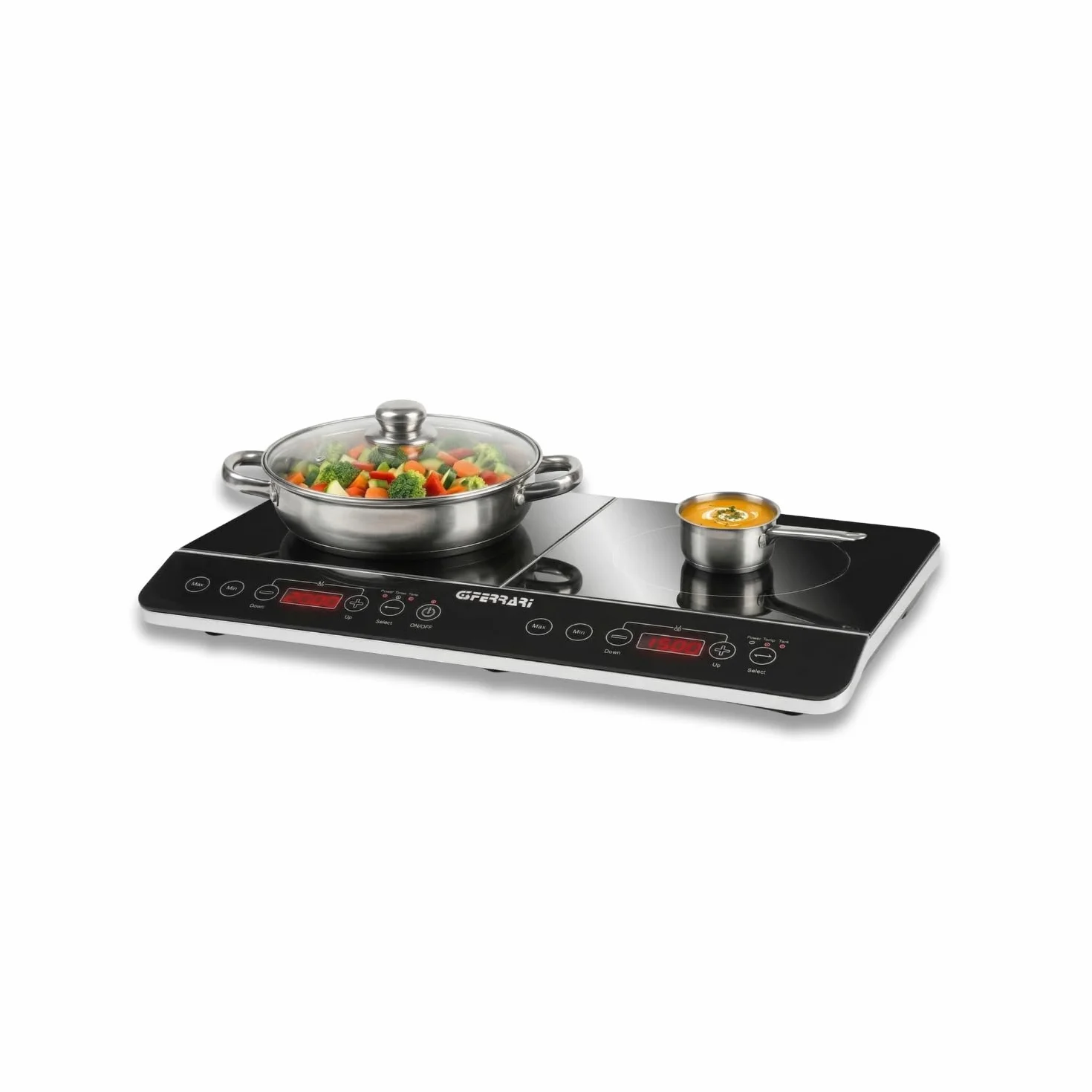 G3 Ferrari G10047 Piastra a Induzione Doppia 3500W Hi-Tech Chef Vetro Temperato Display Digitale