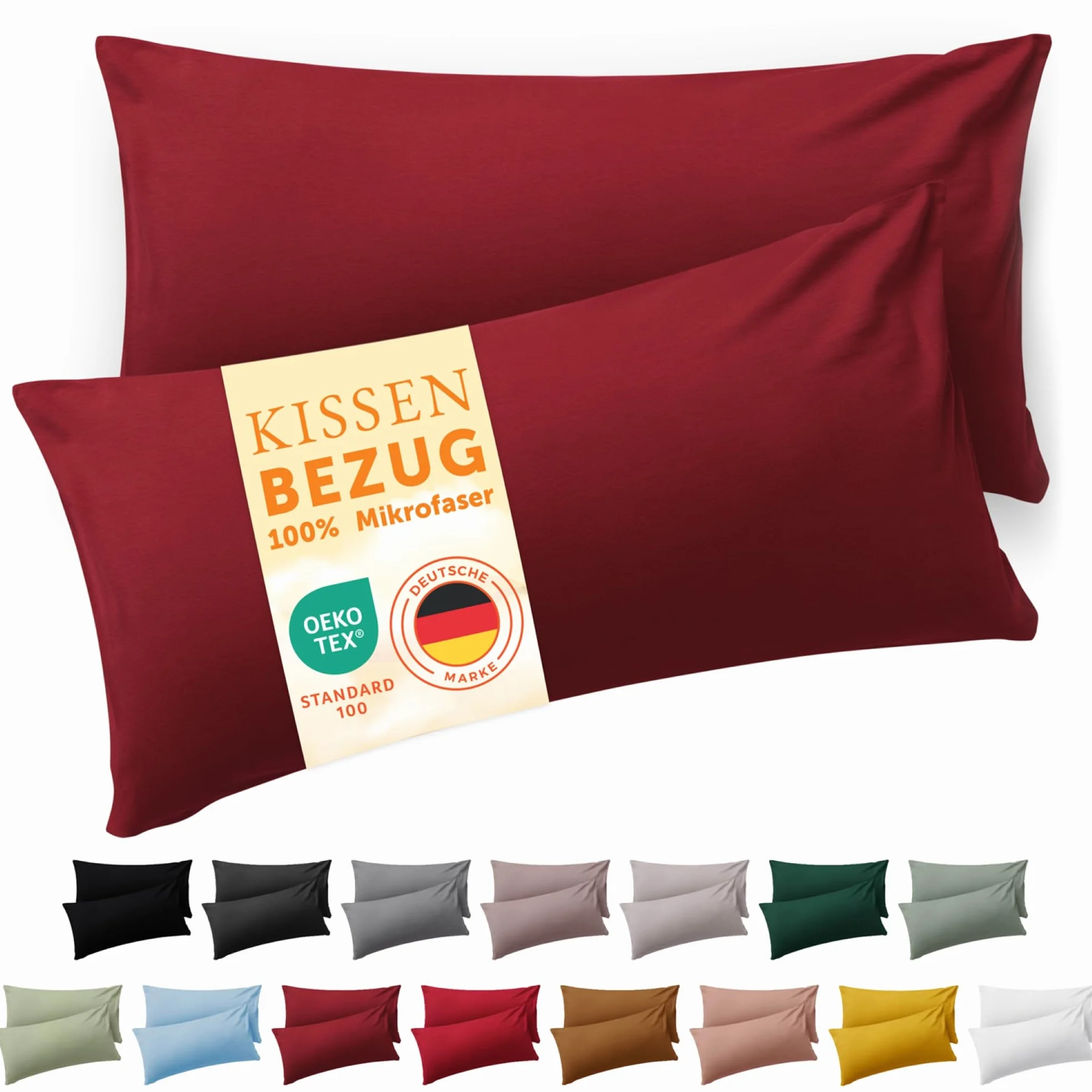 Fodera per cuscino 50x80 2 pezzi microfibra OEKO-TEX 100% lavabile rosso aurora