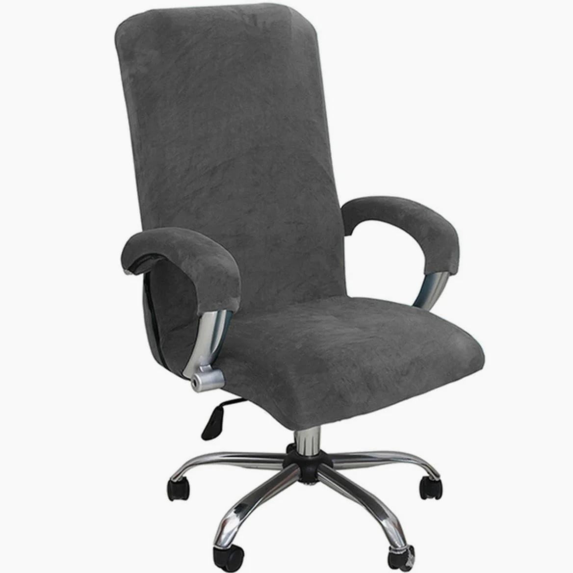 Set di coprisedia in velluto elastico, ispessito, per poltrona da ufficio, Internet, Cafe, cinema, coprisedia girevole rimovibile grigio