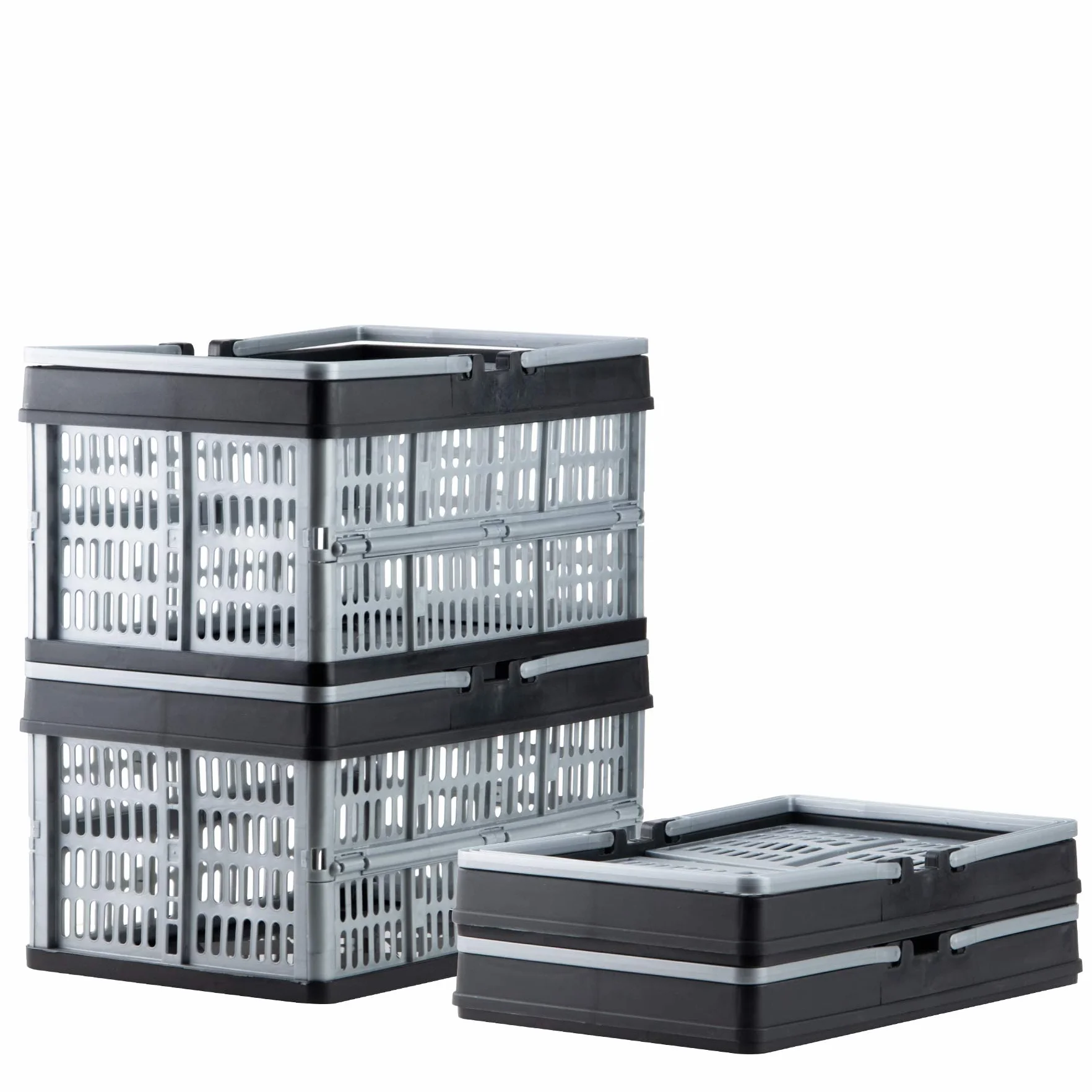 Grizzly set da 2 Cassetta Pieghevole con manici - 16 L - Contenitore Portaoggetti - Impilabile