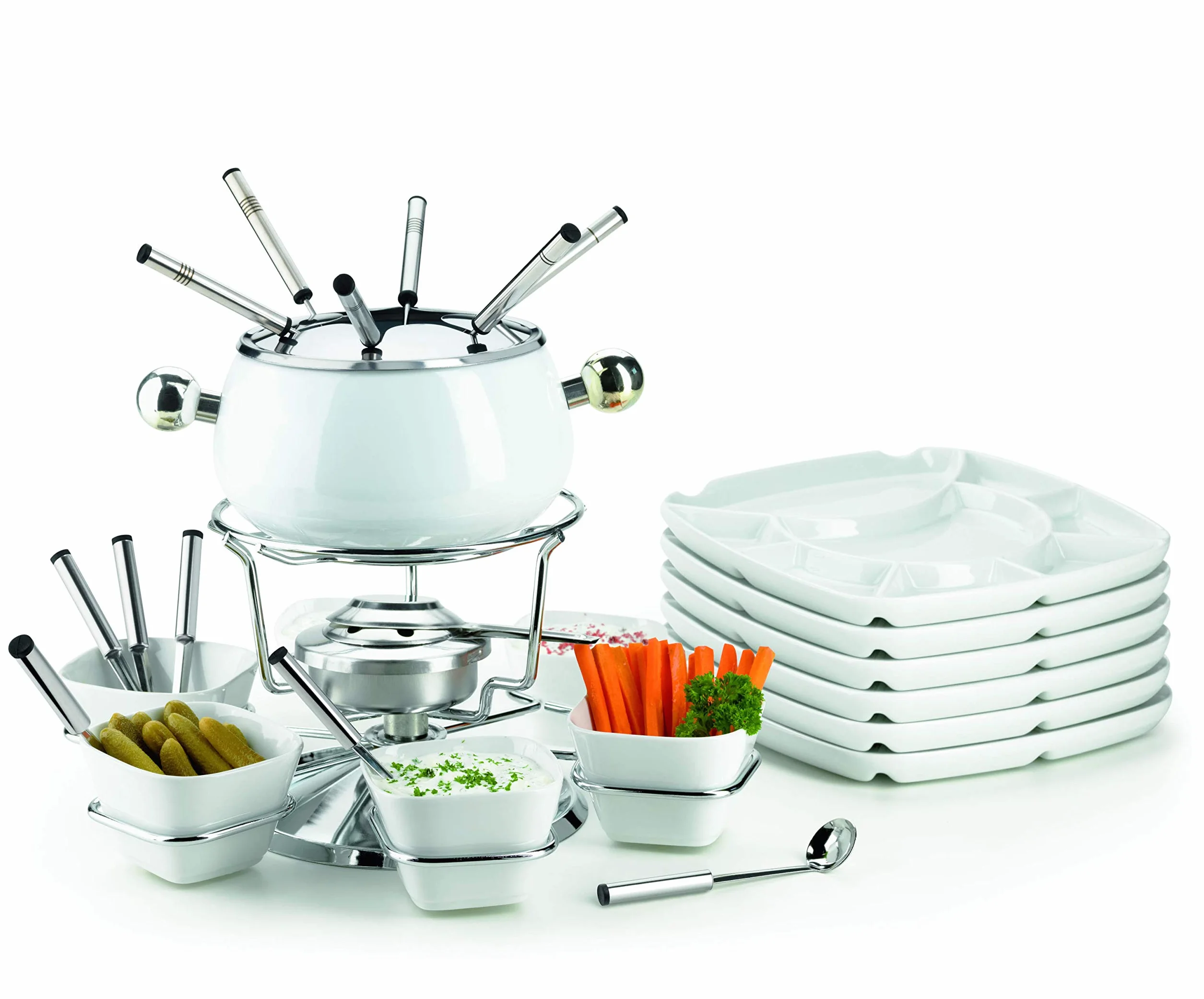 Mäser Set da fonduta, 28 pezzi, bianco