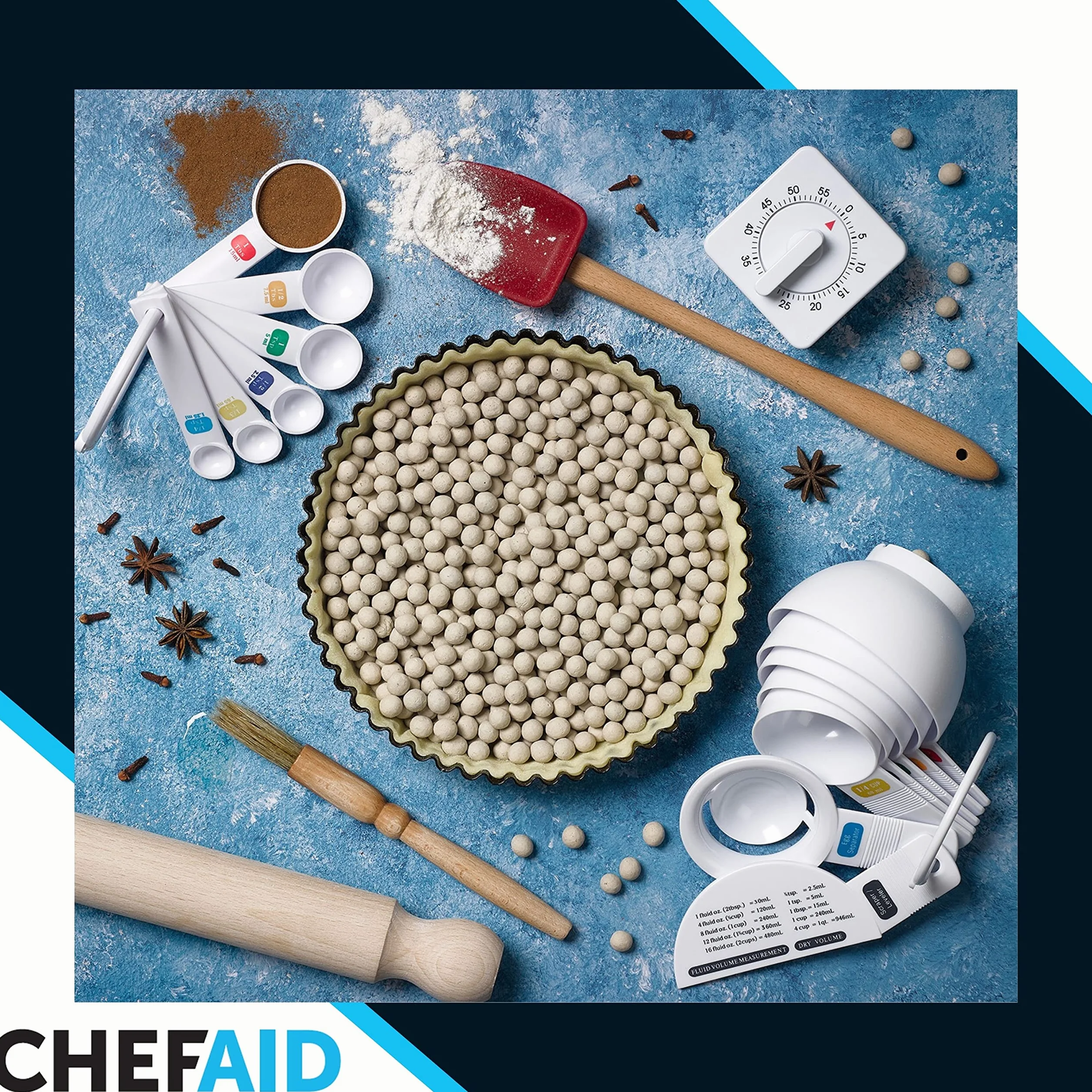 Chef Aid Fagioli da forno in ceramica riutilizzabili e pesi ciechi in vasca, perline da forno impediscono il restringimento della pasticceria, quiche, torte e crostate, resistenti al calore, circa 500