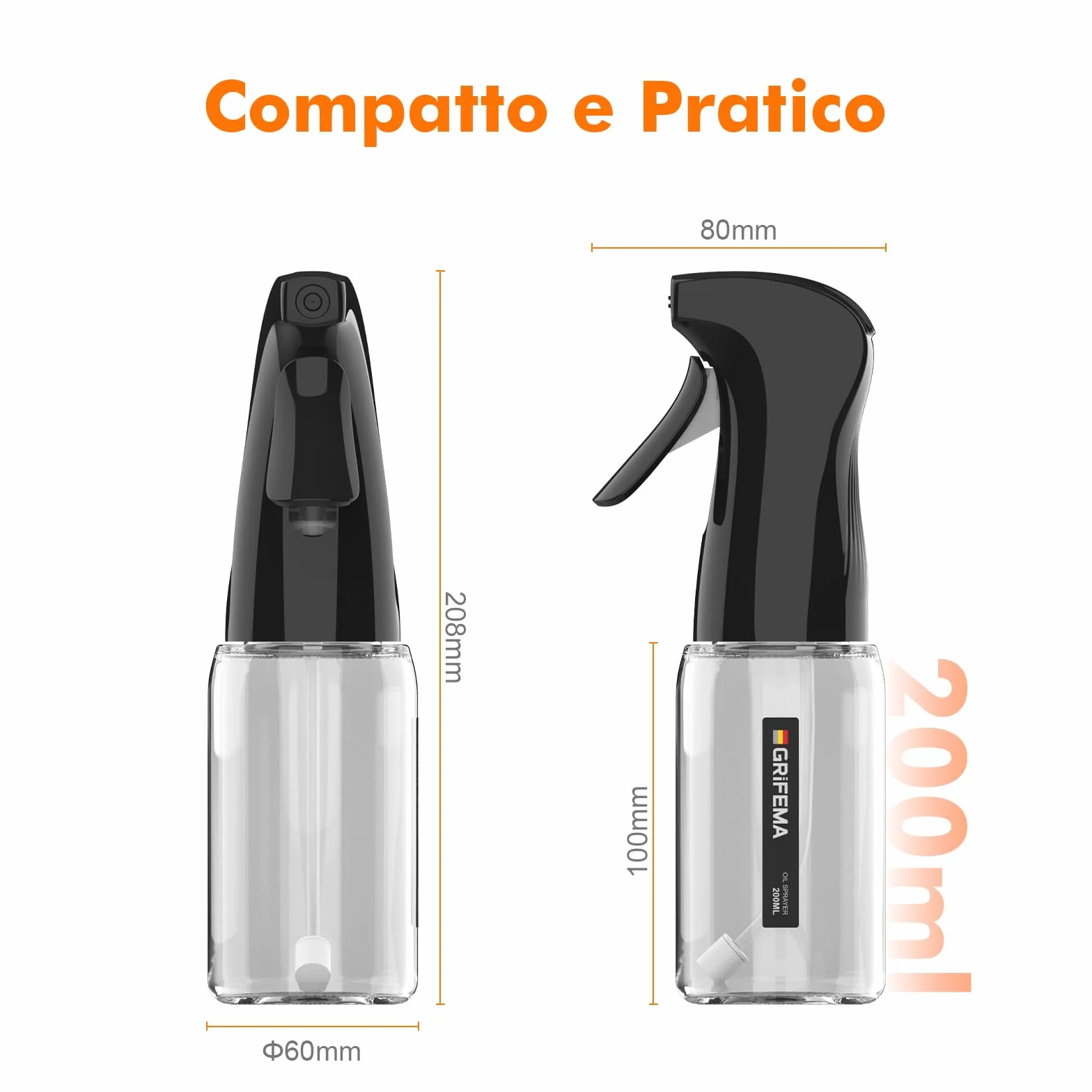 GRIFEMA Oliera a Getto Controllato 200 ml Vetro Antigoccia GE2003B