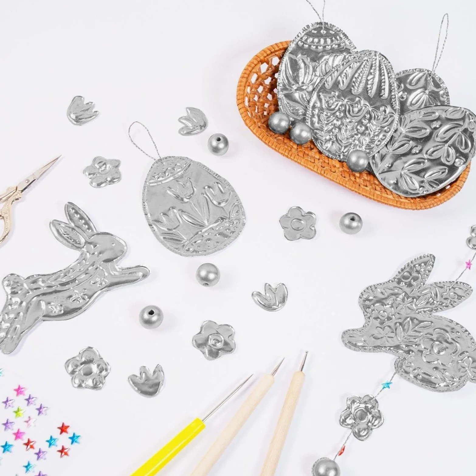 Foglio di Alluminio Foglio Metallico Spesso Kit Decorazioni Embossed Fai Goffrata Progetto Manuale Adatto per Attività Creative Educazione, Argento