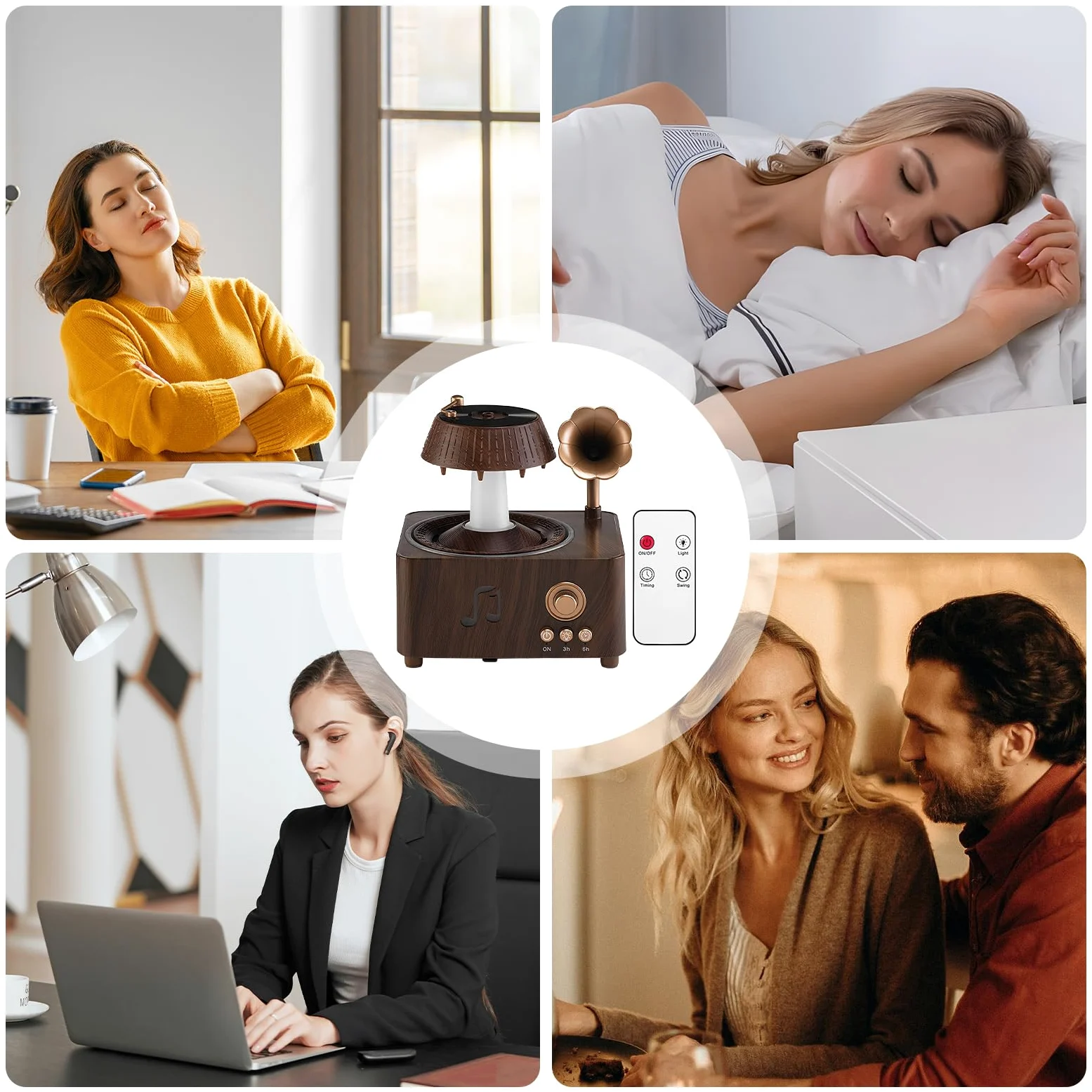 Diffusore Pioggia Profumatore d'Ambiente Retrò da 250ml con LED | Diffusore a d'Acqua con Spegnimento Automatico per Hotel Casa Auto Soggiorno Camera da Ufficio Domestico Relax