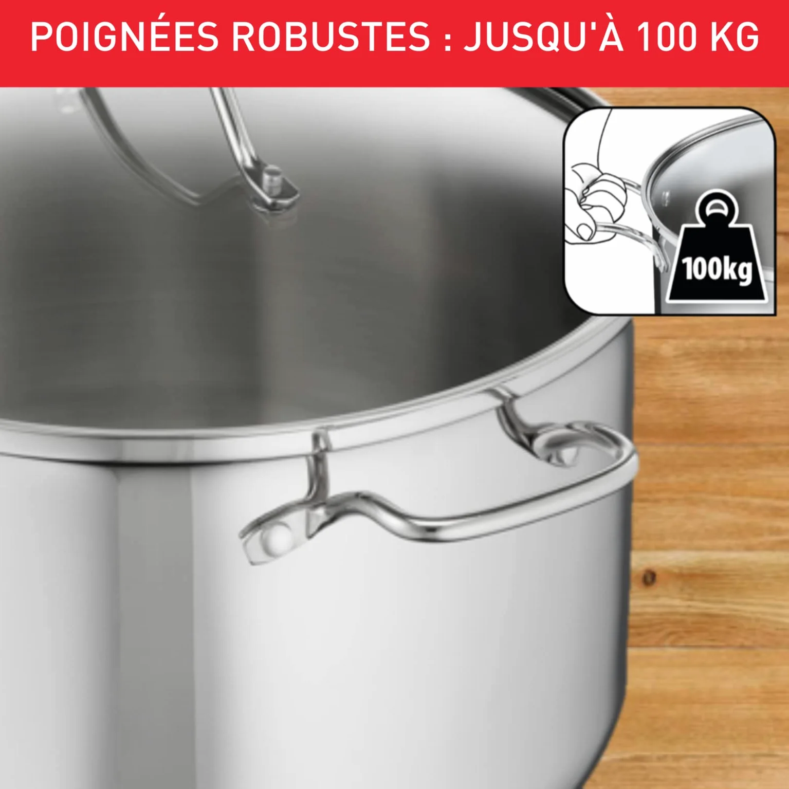 Tefal Intuition XL Grande pentola in acciaio inox 30 cm/10 L, induzione, 5 anni, acciaio inossidabile 18/10 di prima qualità, XL, manici robusti, coperchio in vetro B8646904