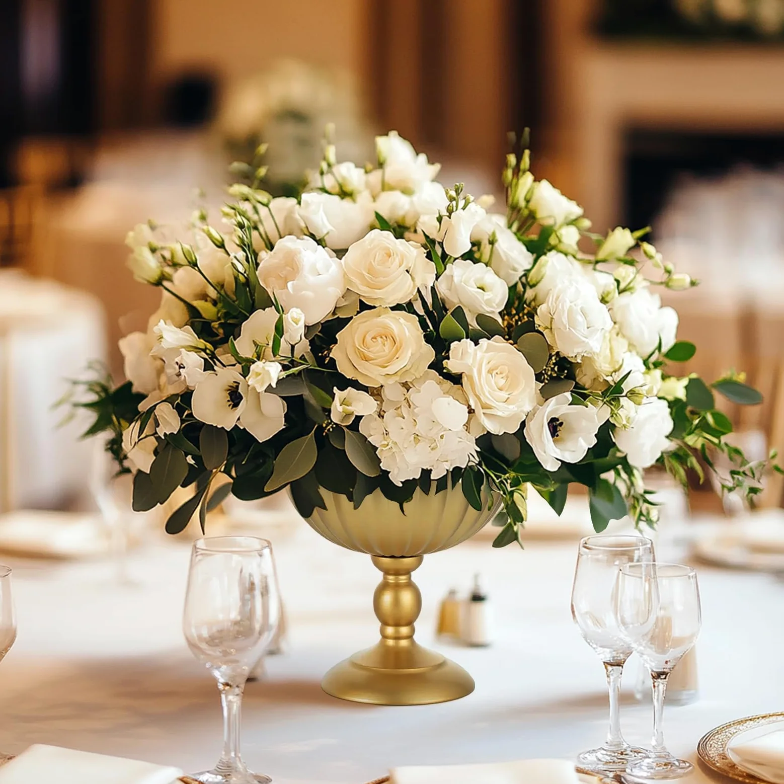 Sziqiqi Oro Vaso per Centrotavola Matrimonio: Vasi Alti 20 cm per Decorazioni da Tavola - Vaso a Urna in Metallo per Composizione Fiori Set di 10 - Vasi Elegante per Festa Compleanno Natale