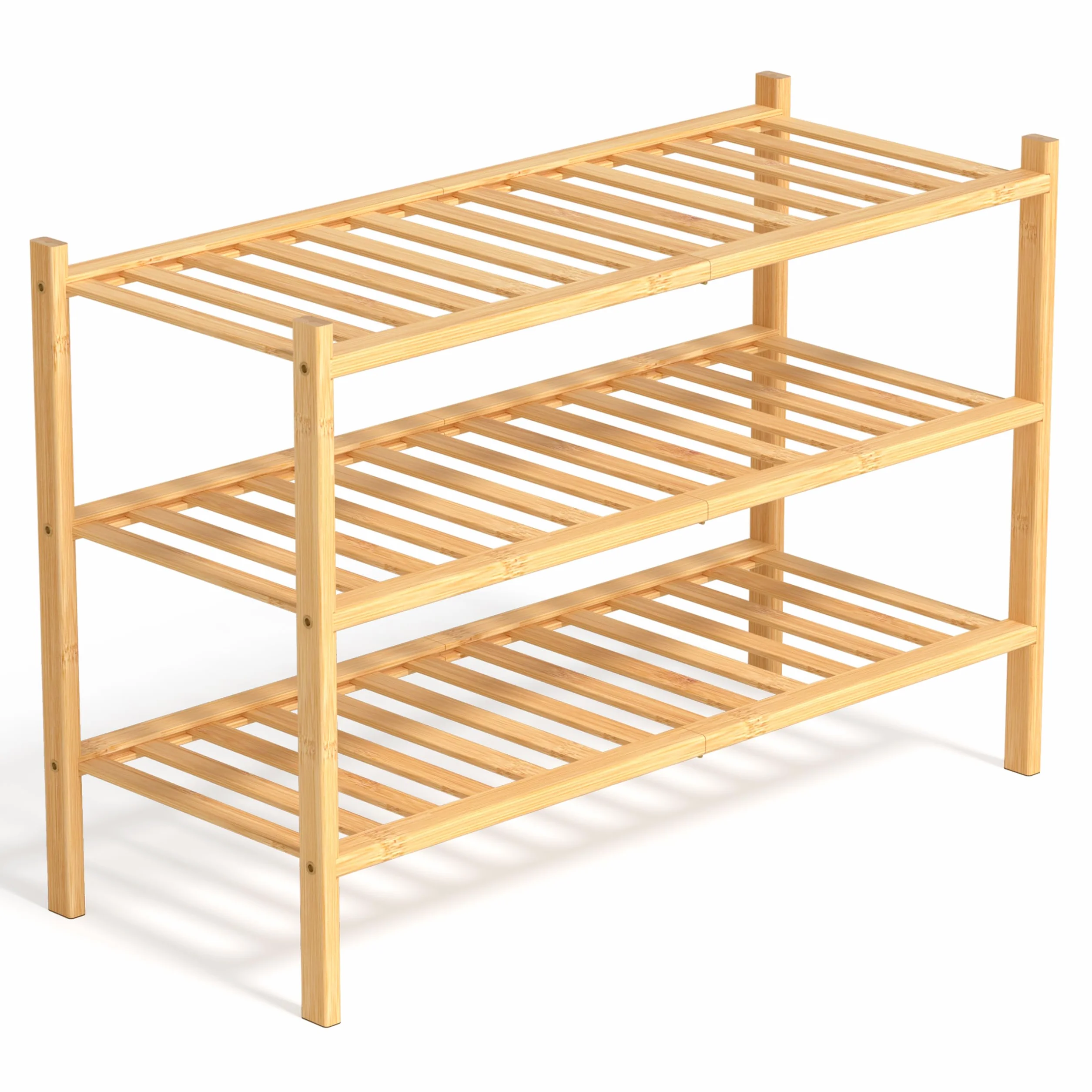 Scarpiera in Legno Bambù 3 Ripiani 68x28x46 cm Porta Scarpe Salvaspazio Ingresso Slim Verticale