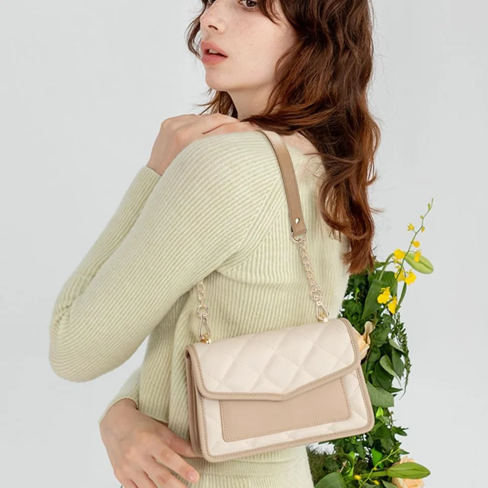 PH PandaHall 2pz Manici per Borse in Pelle con Catena 58.5cm Tracolla Oro e Pelle Marrone