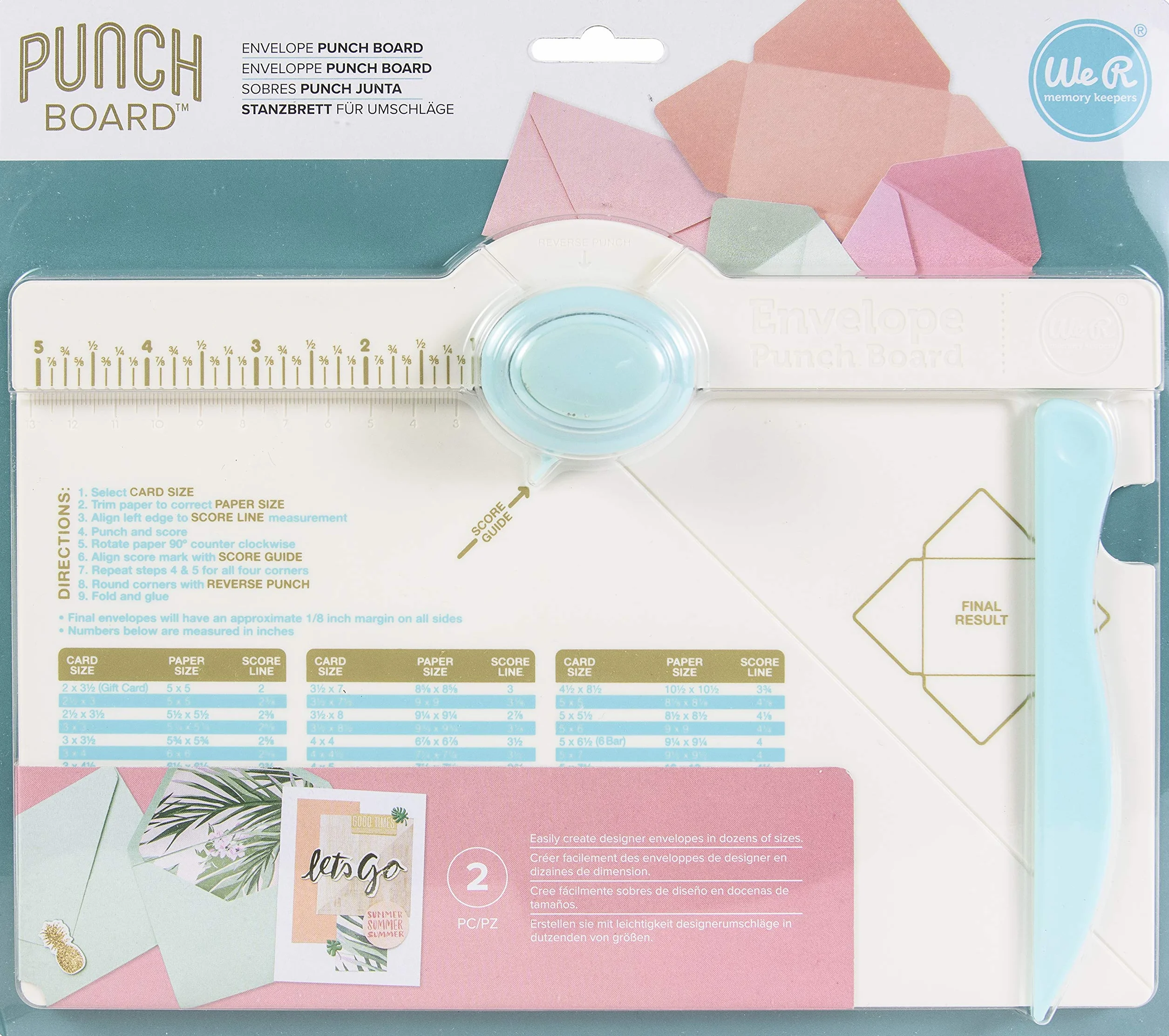 We R Memory Keepers WR71277-0 - Kit de medición para sobres (con perforador, carpeta hueso y tabla de medidas)