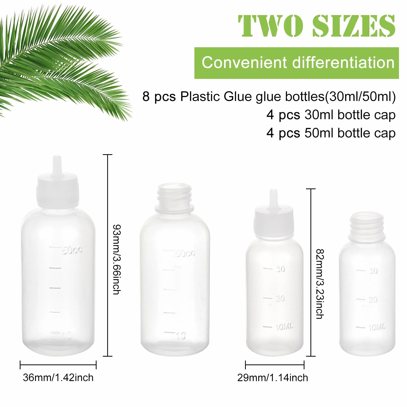 BENECREAT 8 Pack 30ml/50ml Punta di Ago Bottiglia di Colla di Precisione Con 18PCS Applicatore Multiuso di Olio 4 Pack/Tamaño